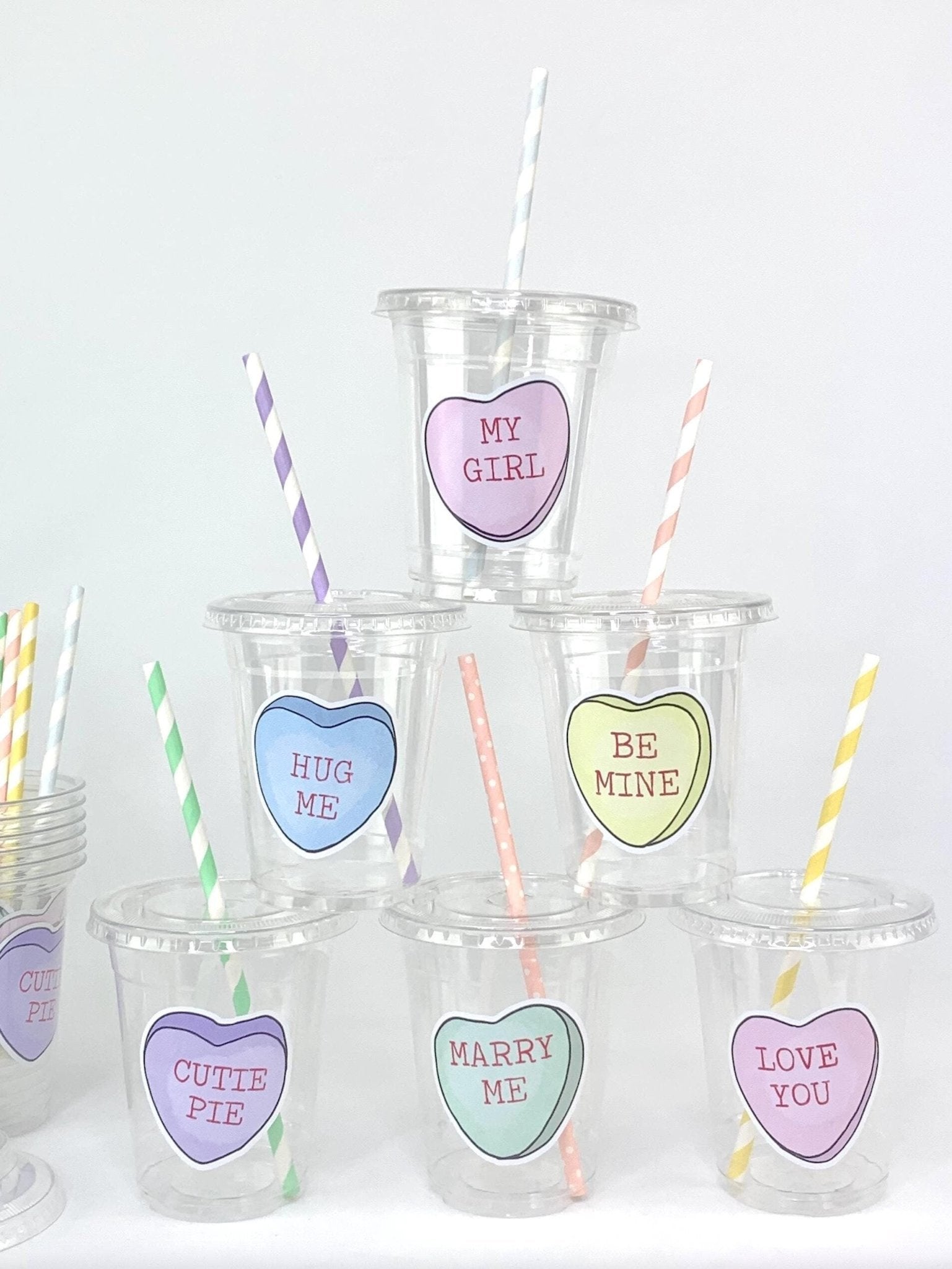 Conversation Heart Party Cups - Stesha Party