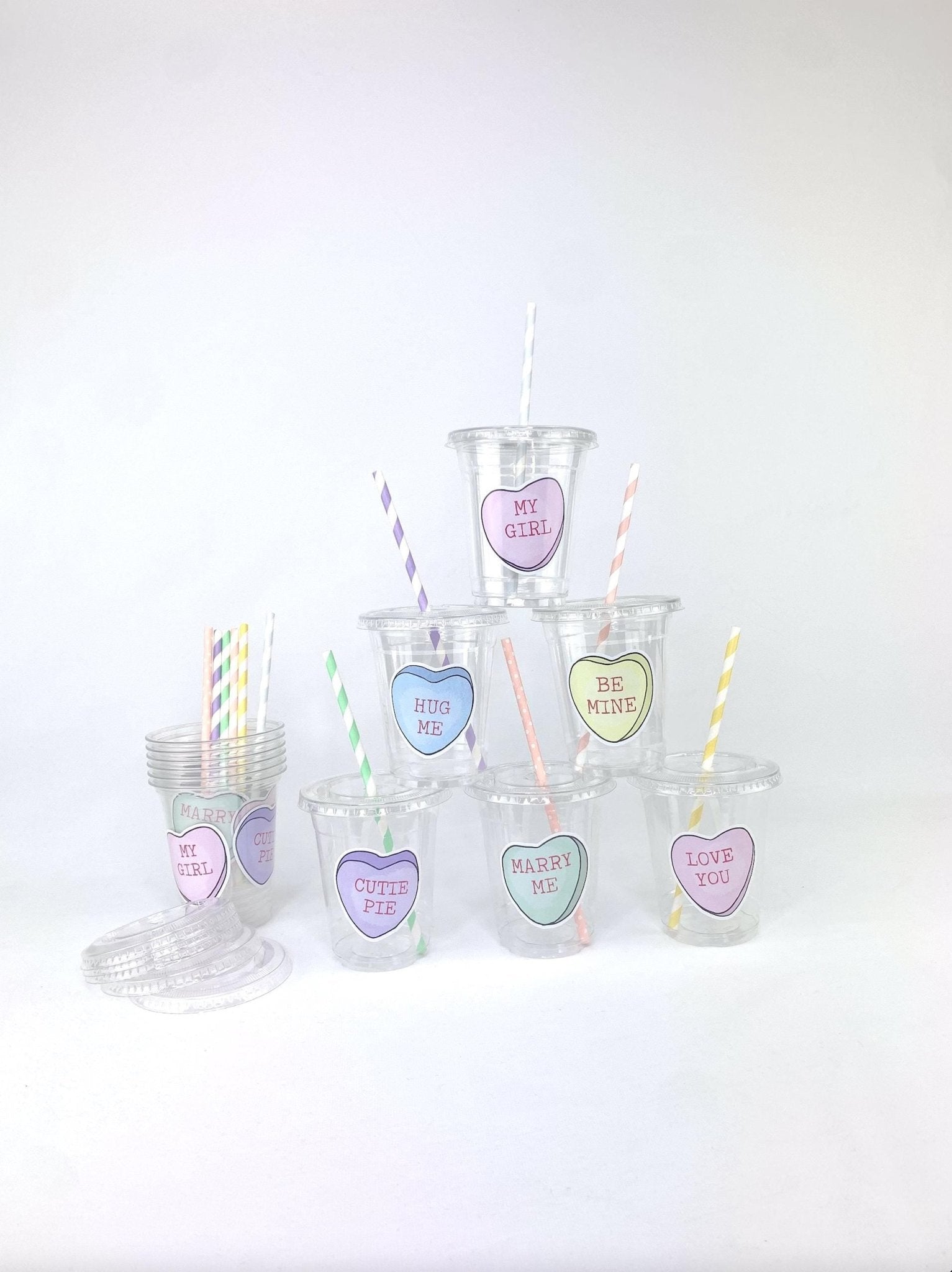 Conversation Heart Party Cups - Stesha Party