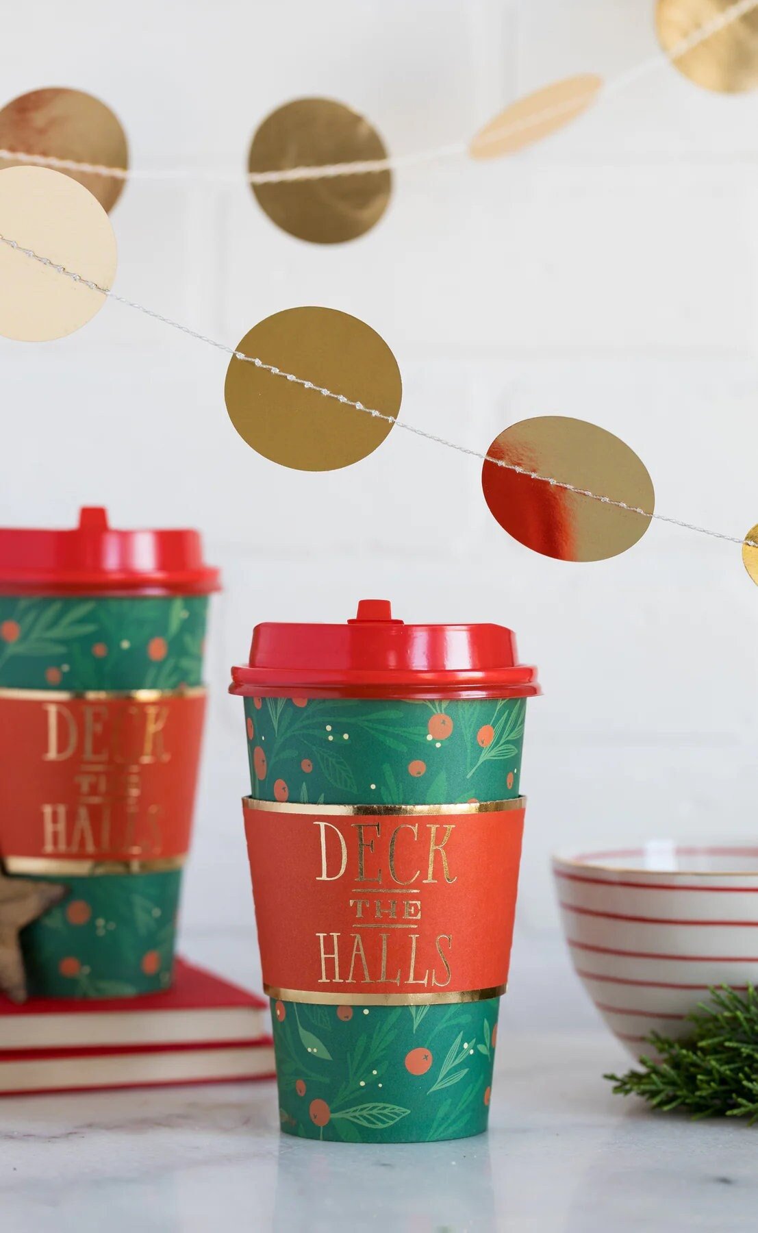 Deck The Halls Christmas Hot to Go Cups - Stesha Party