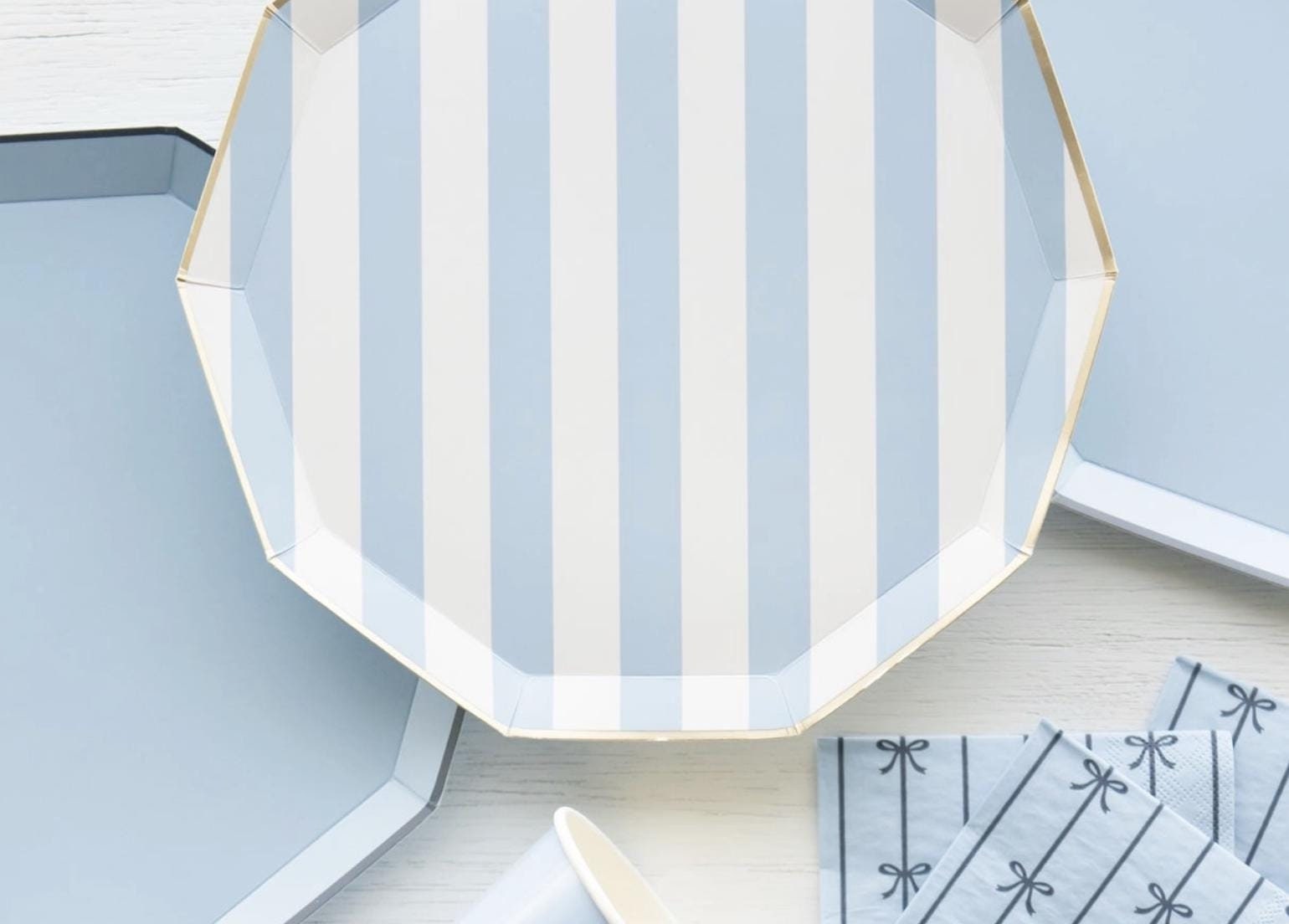 Elegant Blue Striped Party Plates - Stesha Party