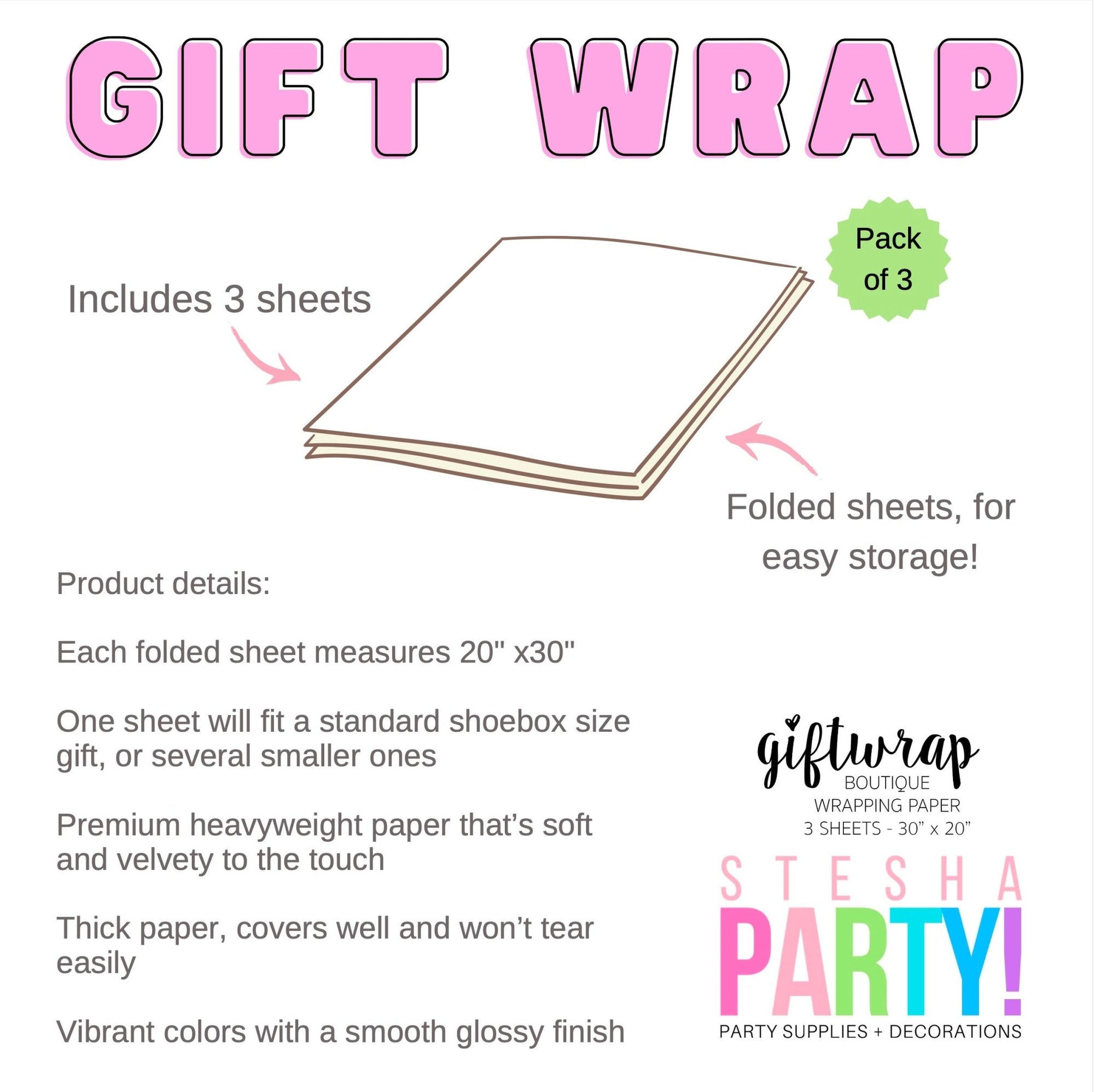 Faith, Hope & Love Gift Wrap - Stesha Party