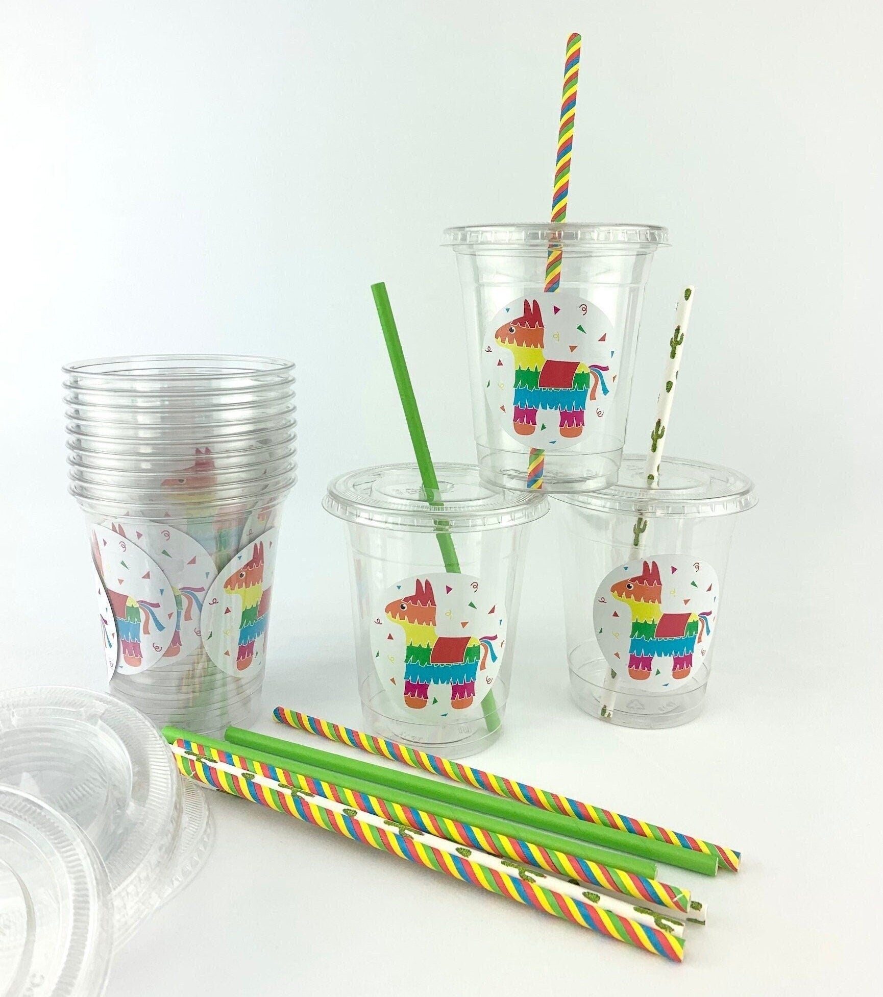 Fiesta Piñata Cinco de Mayo Plastic Cups 12ct - Stesha Party