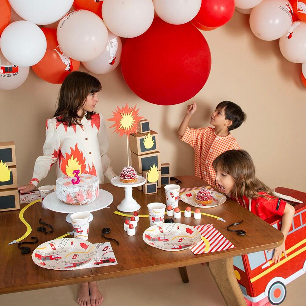 Firetruck & Dalmatian Party Balloons 5ct - Stesha Party