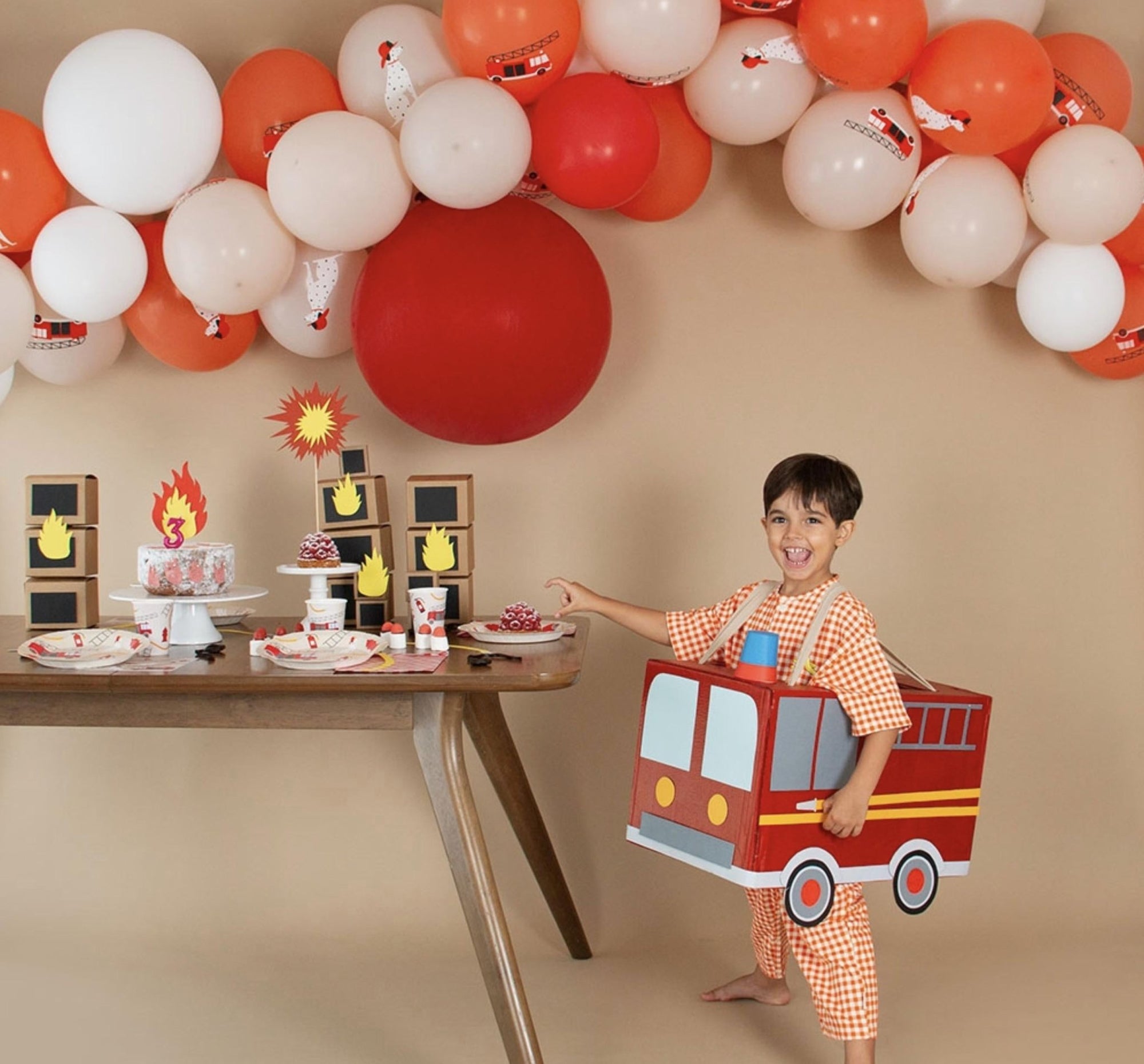 Firetruck & Dalmatian Party Balloons 5ct - Stesha Party
