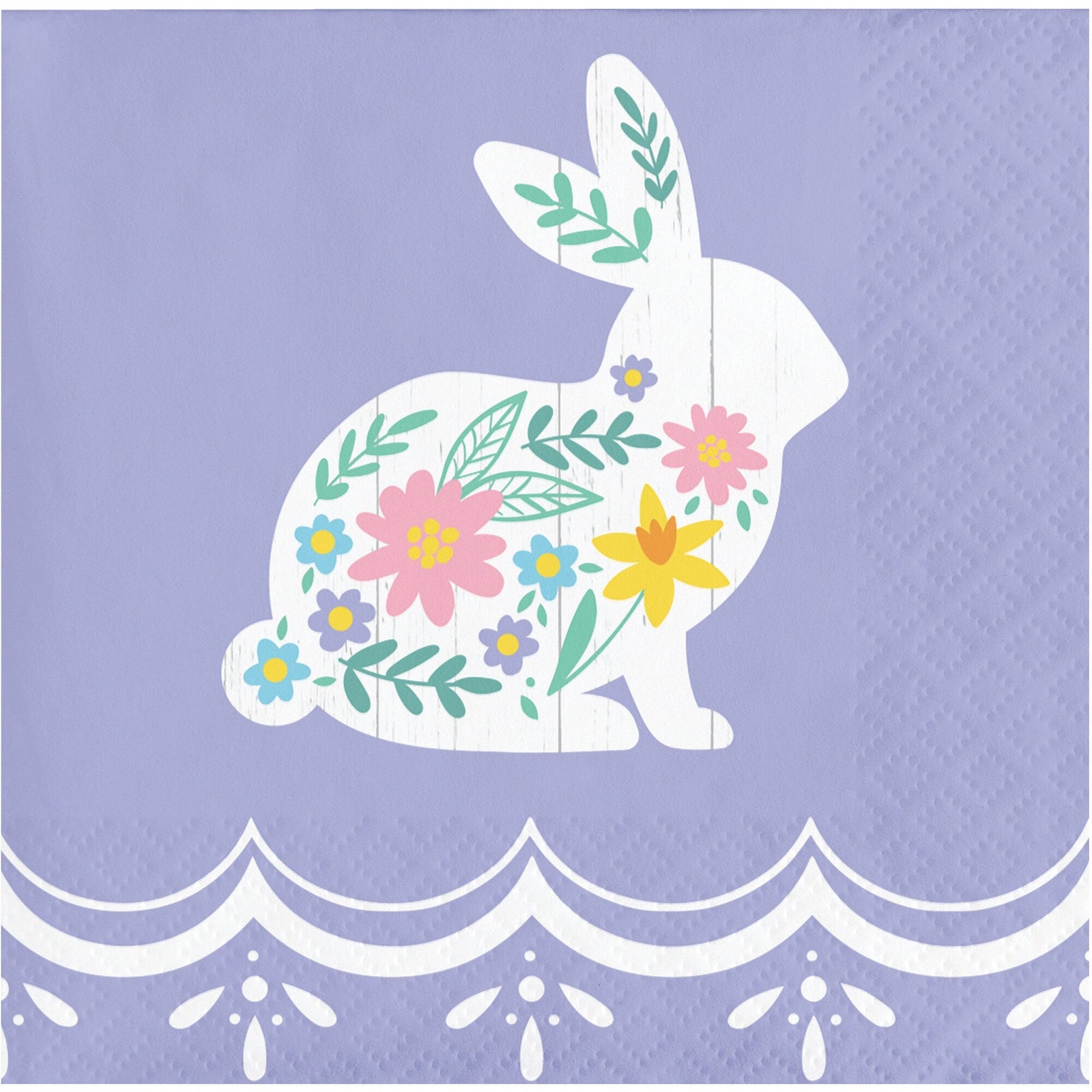 Floral Bunny Beverage Napkins - Stesha Party