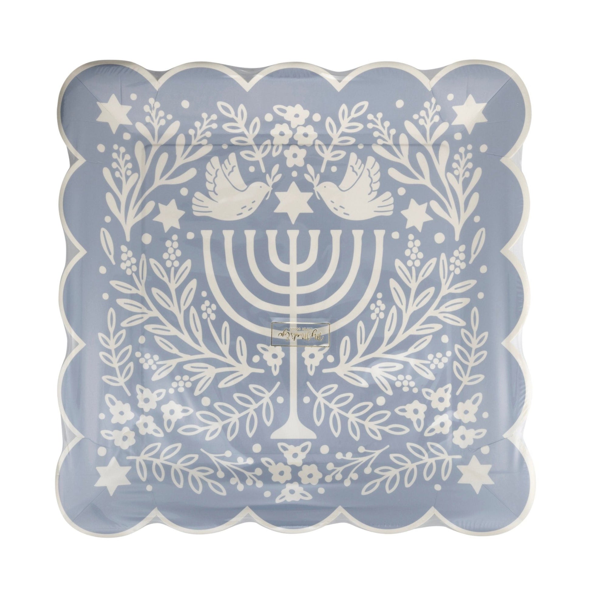 Floral Menorah Party Plates - Stesha Party