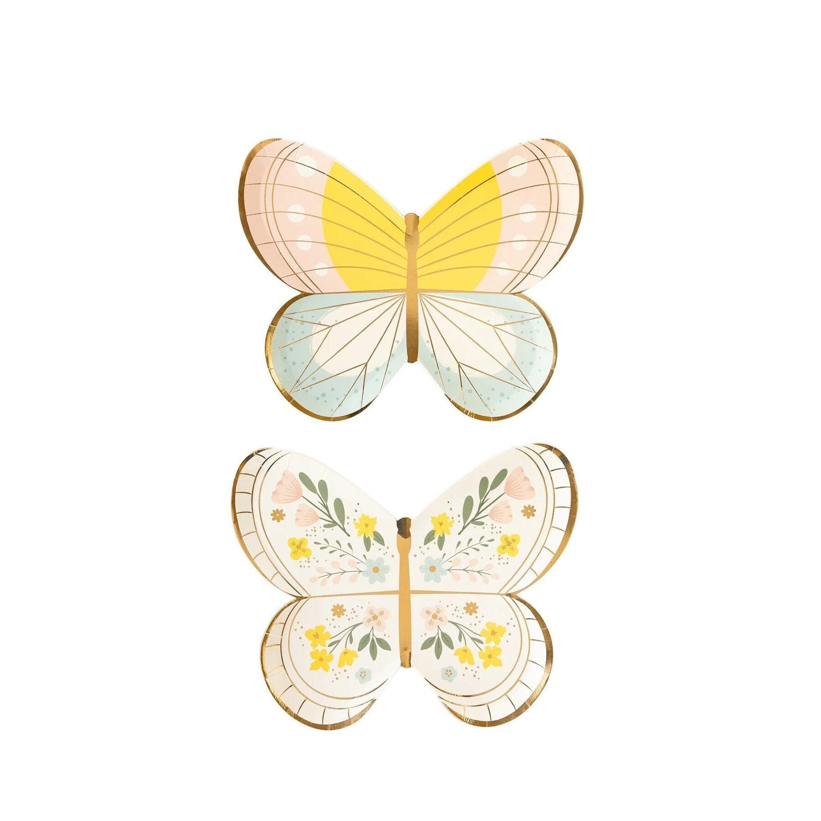 Floral Pastel Butterfly Plates - Stesha Party