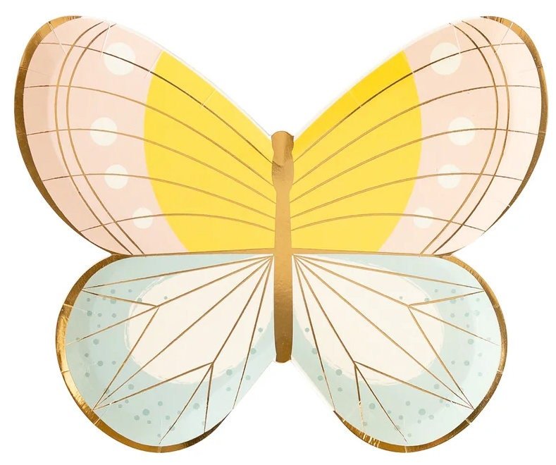 Floral Pastel Butterfly Plates - Stesha Party