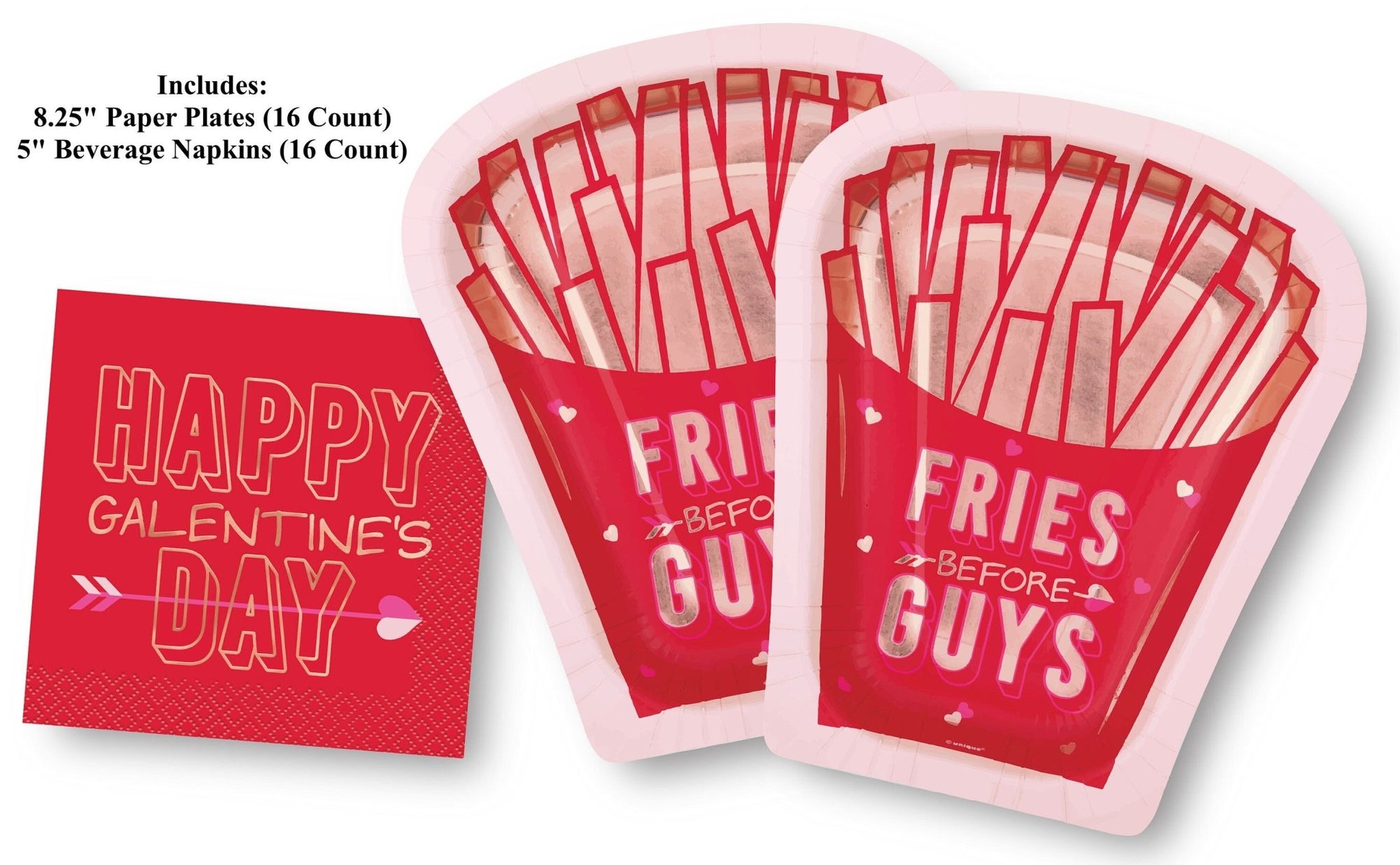 Fries Before Guys Galentines Plates & Napkins - Stesha Party