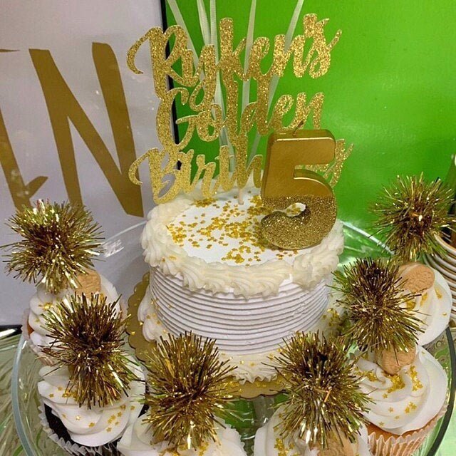 Glitter Gold Number 5" Candles - Stesha Party