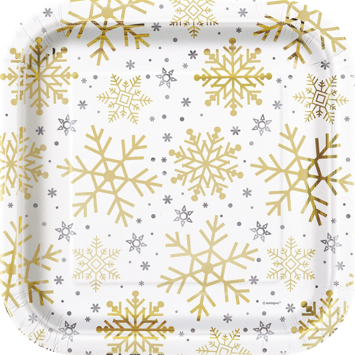 Gold &amp; Silver Snowflake Dinner Plates - Stesha Party