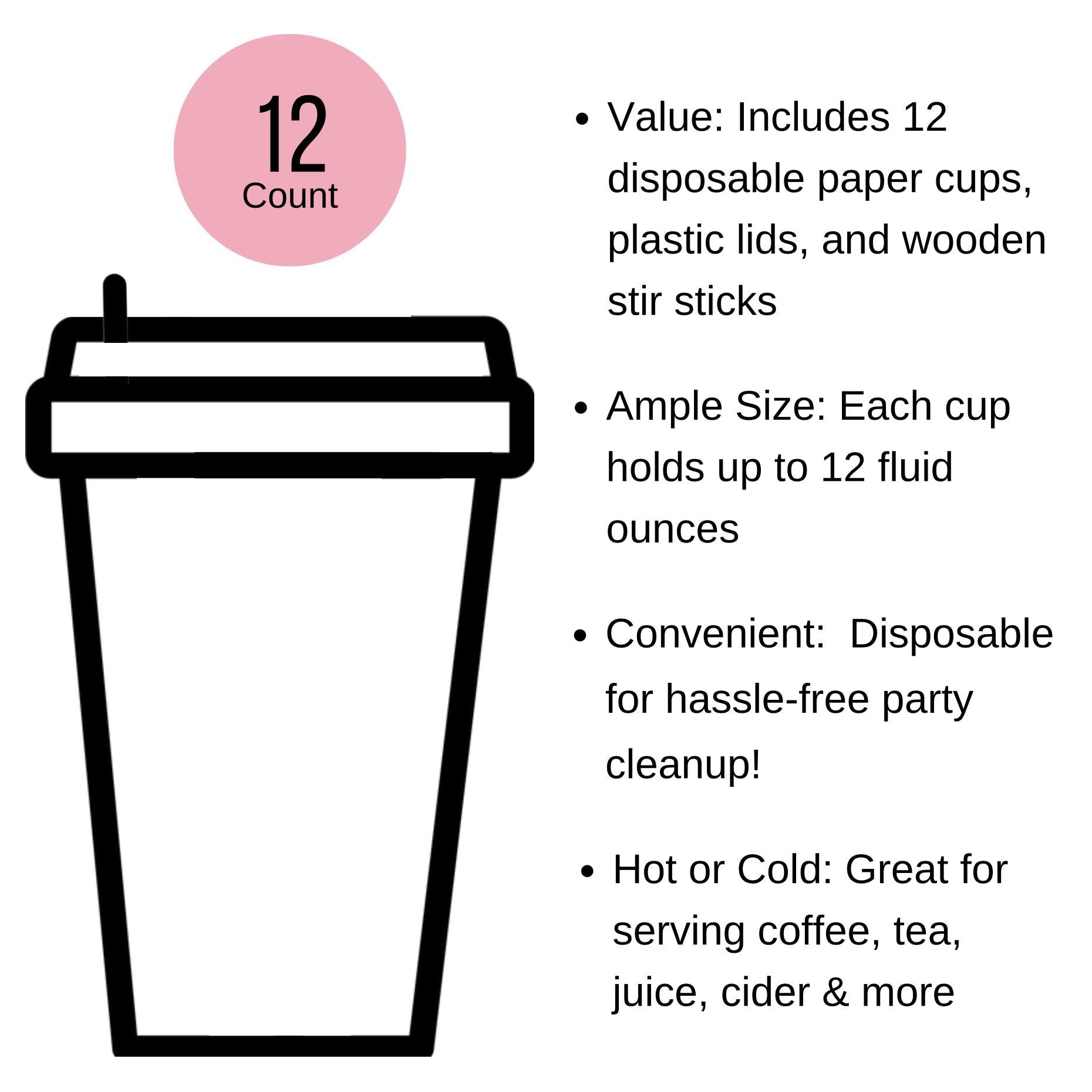 Golf Party Paper Cups with Lids & Stir Sticks 12ct - Stesha Party