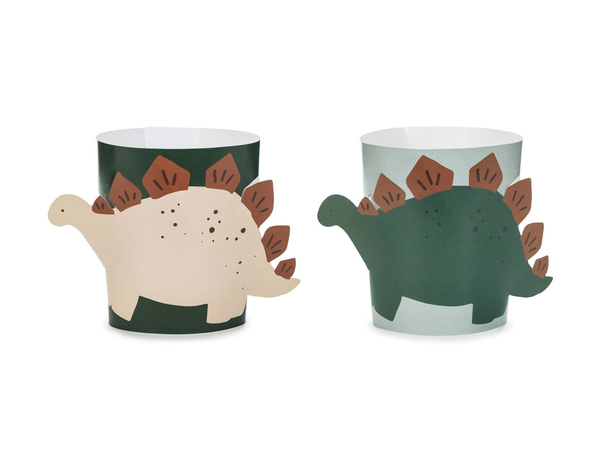 Green &amp; Brown Dinosaur Party Cup Sleeves - Stesha Party