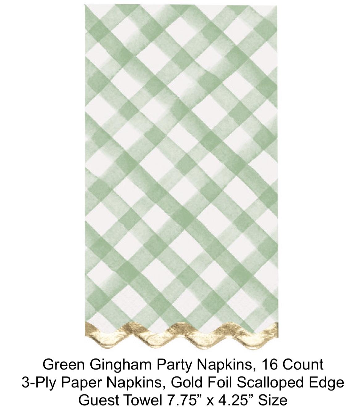 Green Gingham Guest Towel Napkins 16 ct - Stesha Party