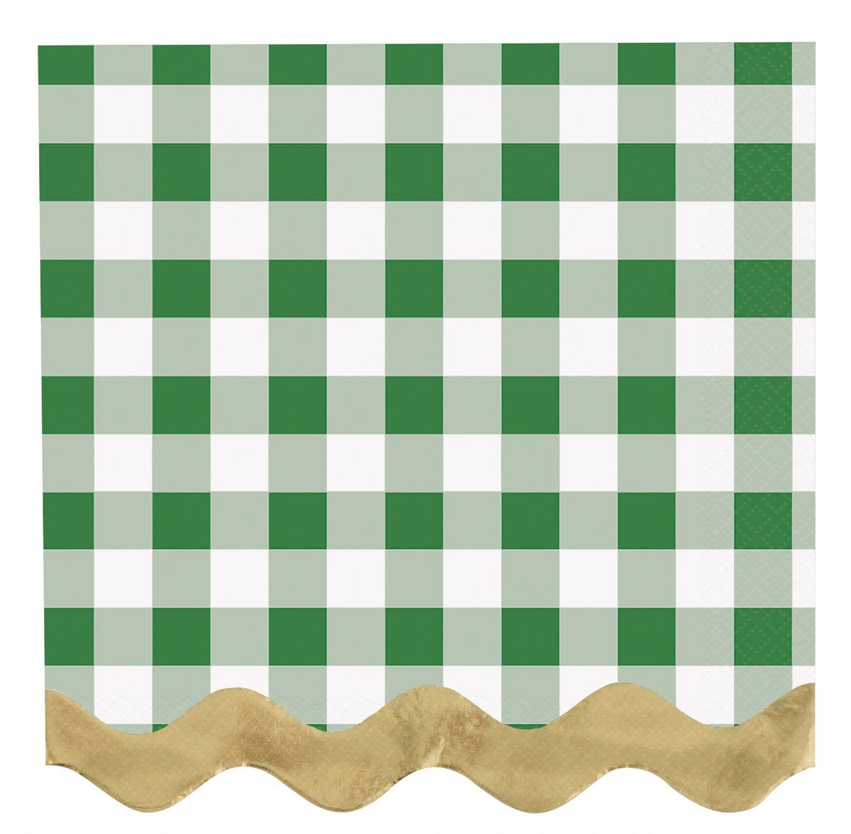 Green Gingham Paper Beverage Napkins (16t) - Stesha Party