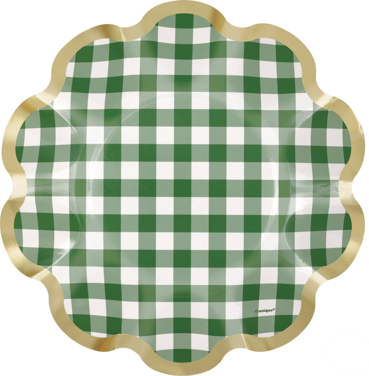 Green Gingham Paper Bowl Plates (8t) - Stesha Party