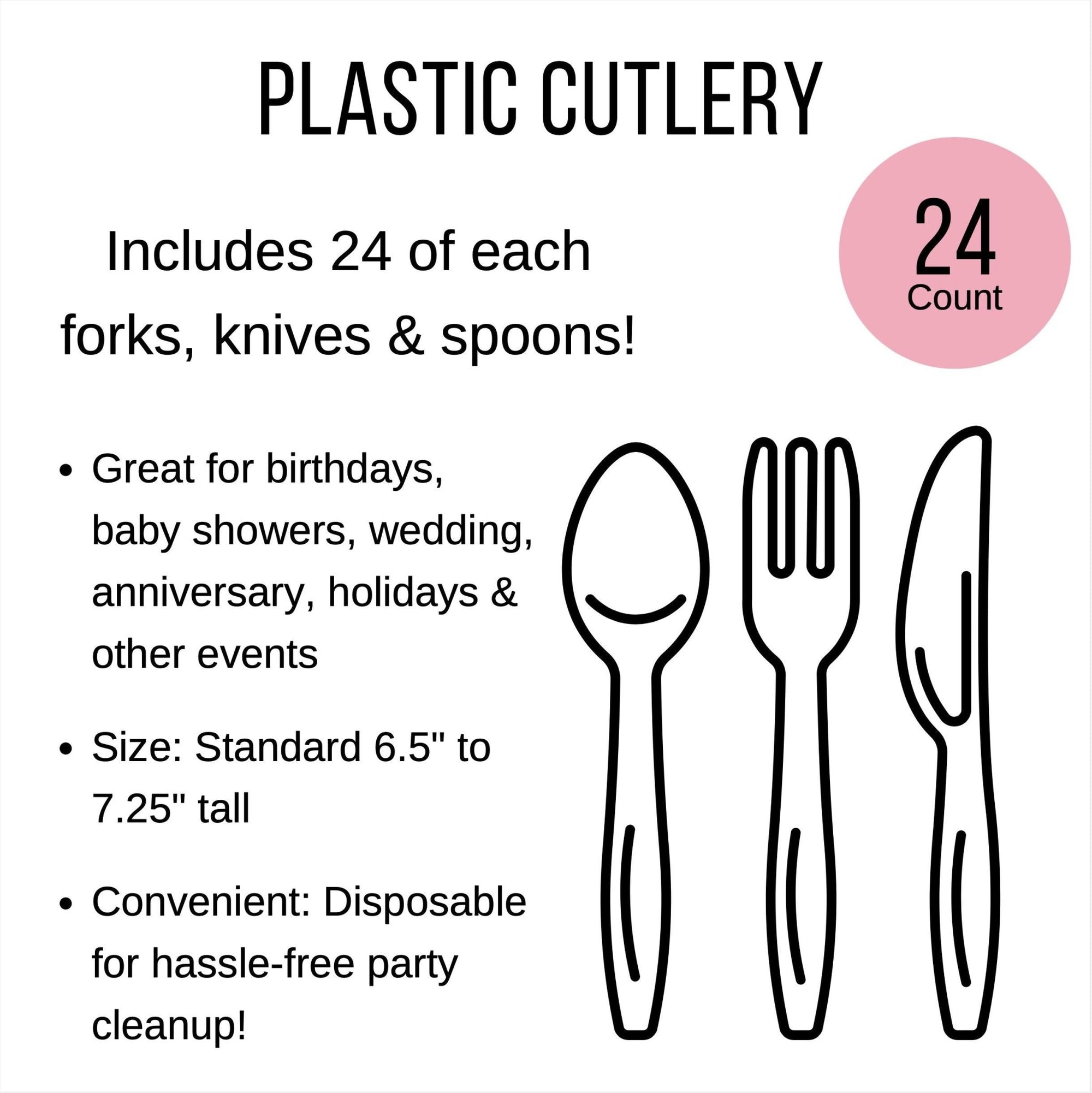 Green Gold & Ivory Plastic Cutlery, 24 Guests - Stesha Party