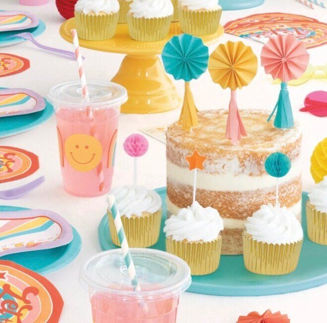 Groovy Colorful Cake Toppers 8ct - Stesha Party