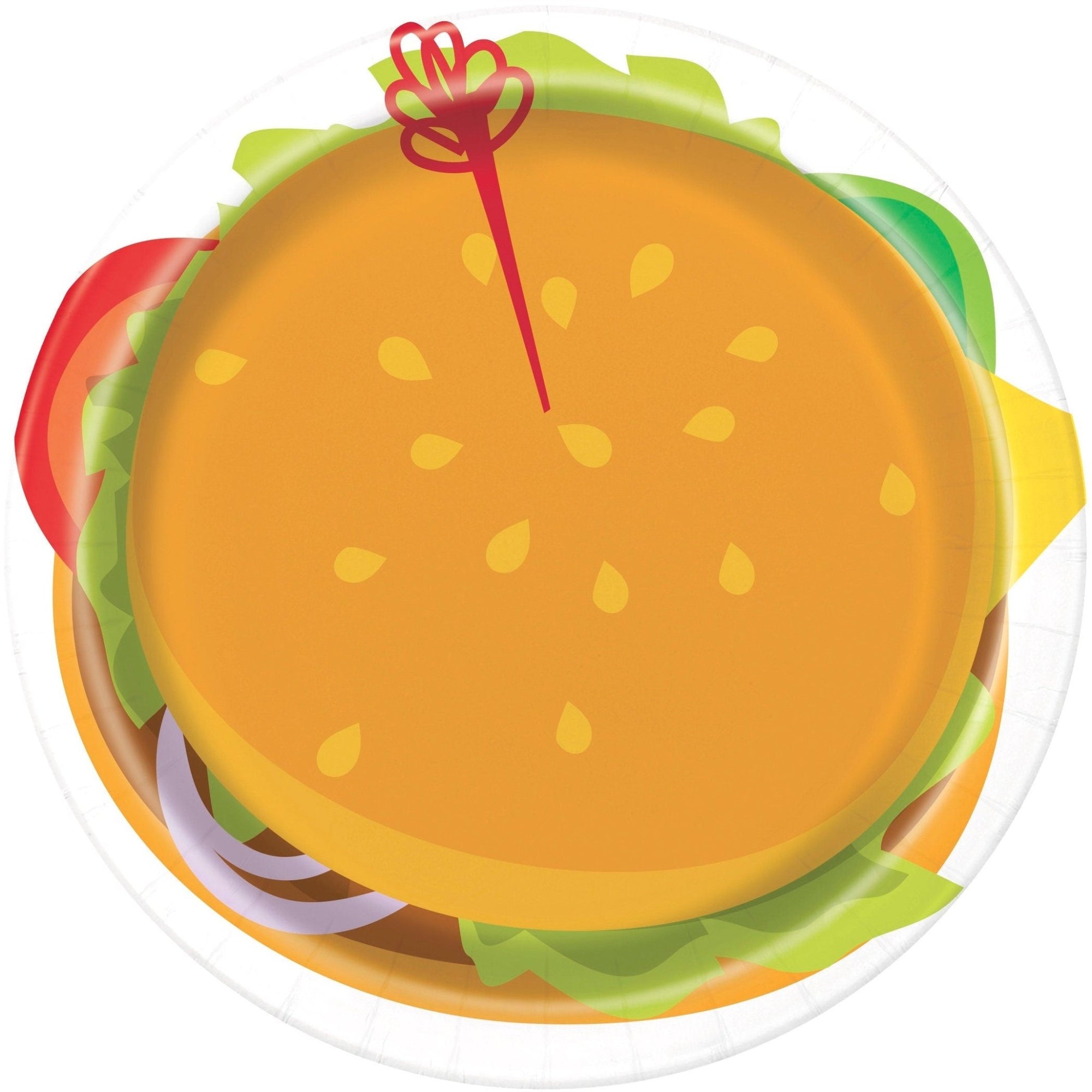 Hamburger Paper Plates 8ct - Stesha Party