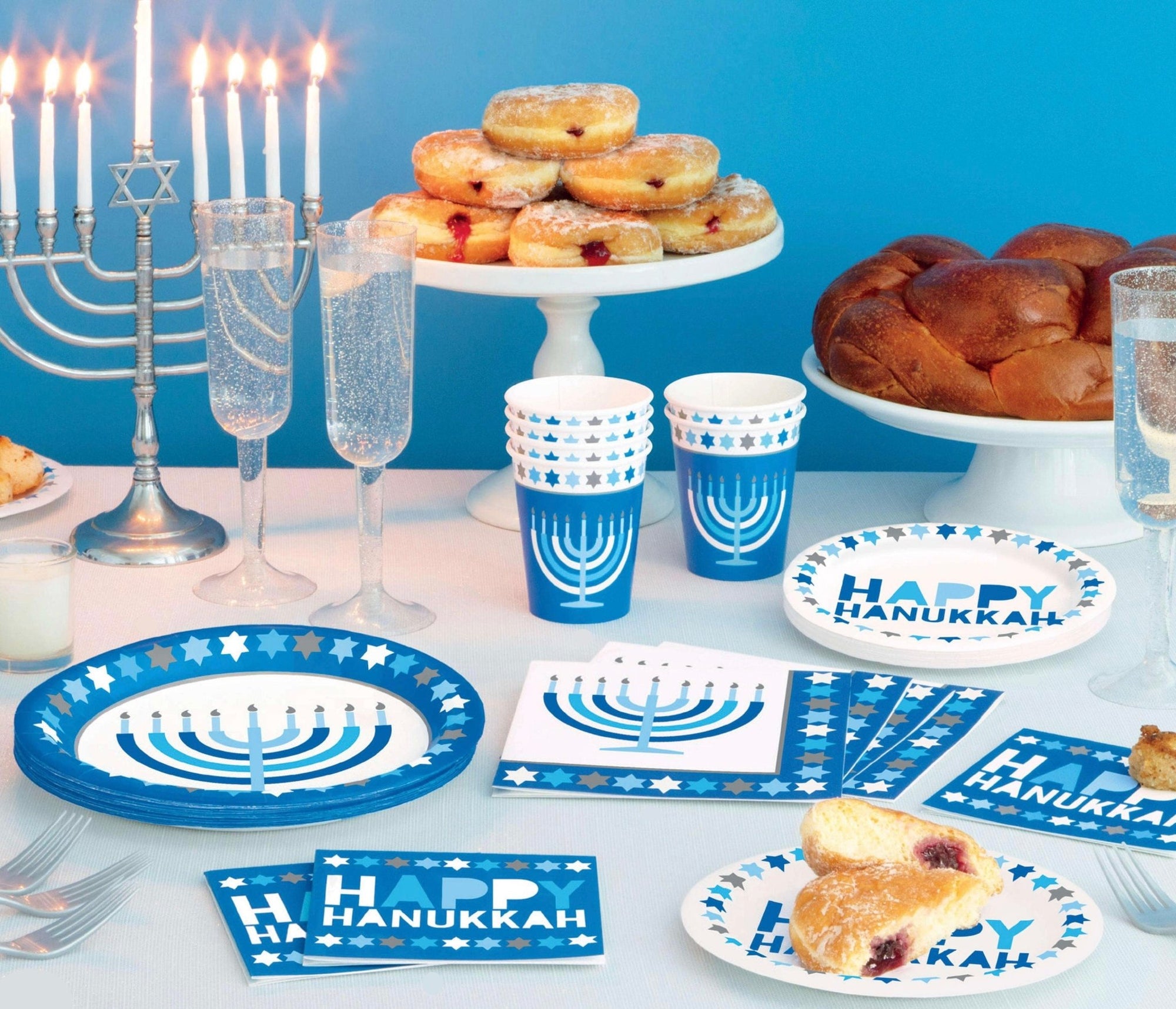 Happy Hanukkah Paper Cake Plates - Stesha Party