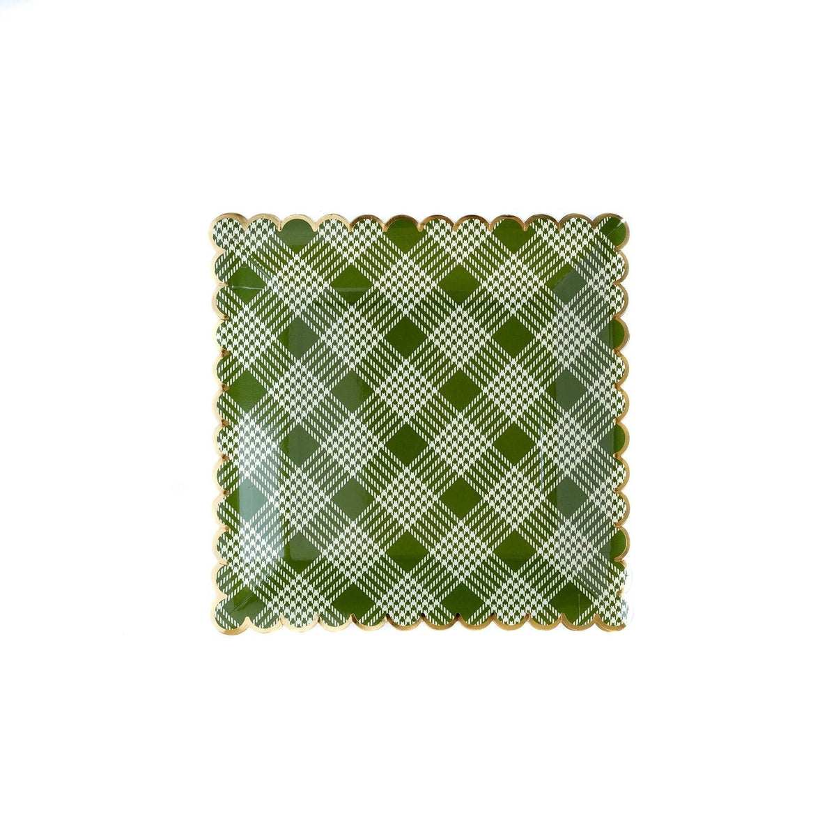 Houndstooth Plaid Holiday Dinner Plates - Stesha Party