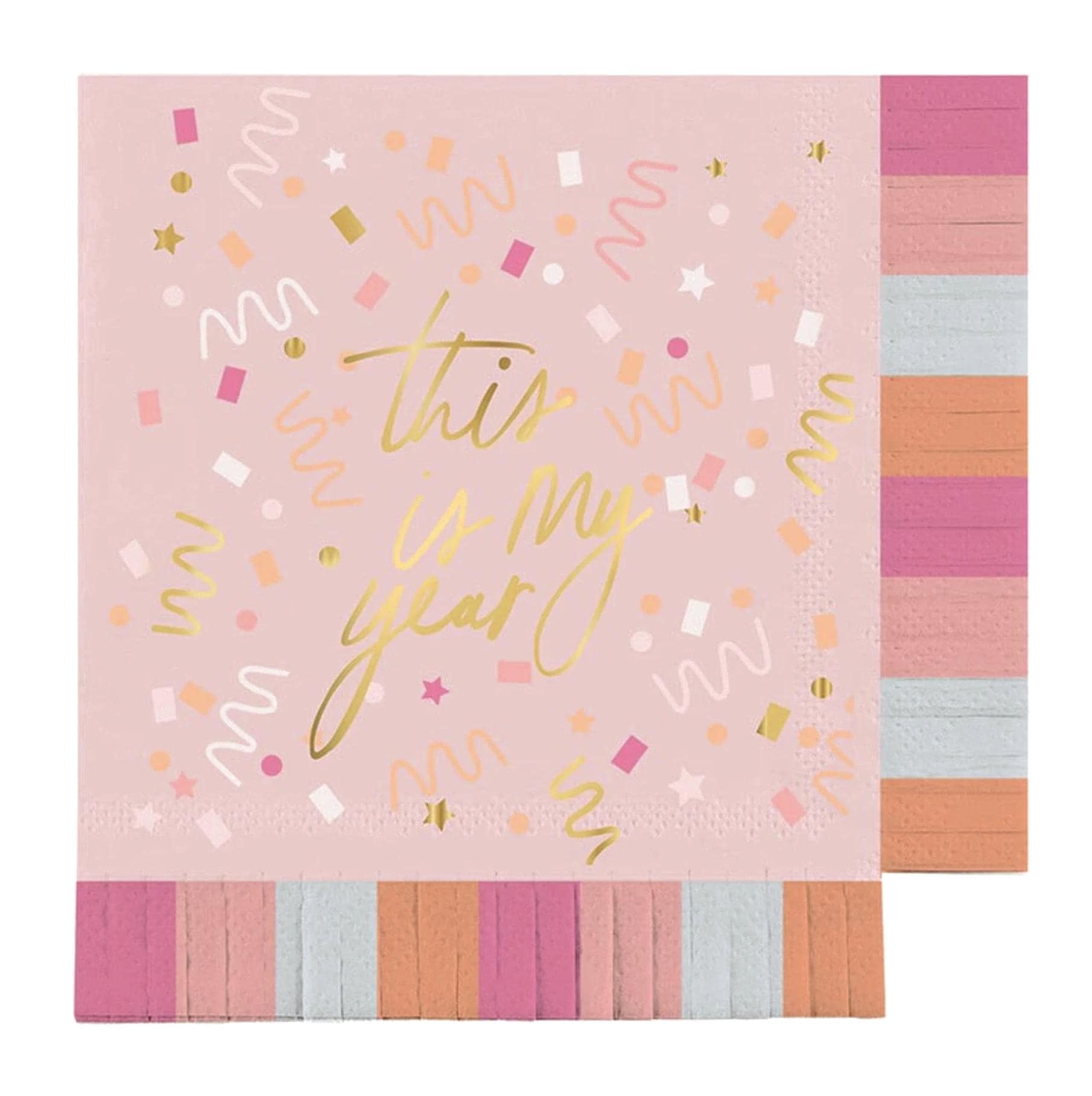 This Is My Year Napkins - Pink & Gold, New Years Napkins, Countdown to NYE, New Years Eve Party Decorations, Happy New Years Supplies