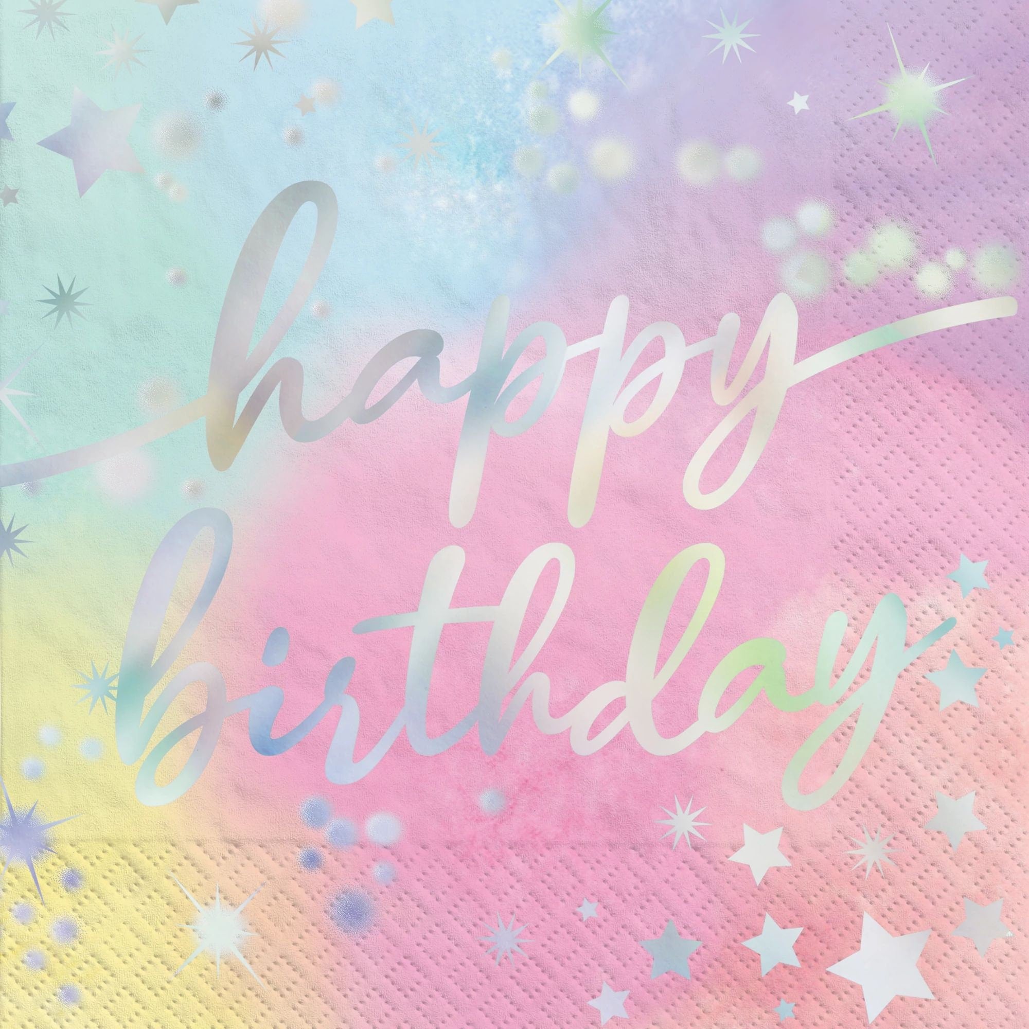 Iridescent Pastel Happy Birthday Napkins - Stesha Party