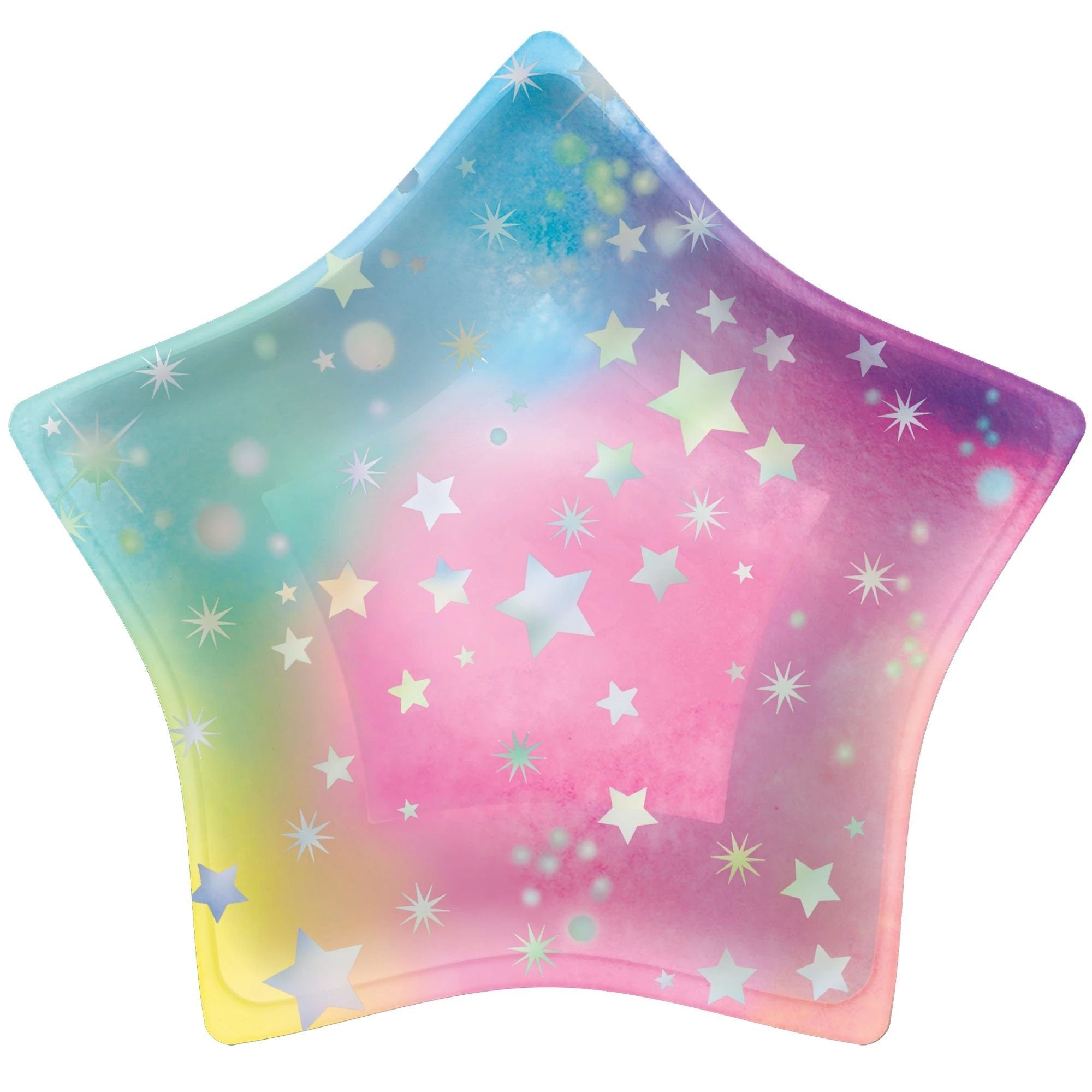 Iridescent Pastel Rainbow Star Plates - Stesha Party