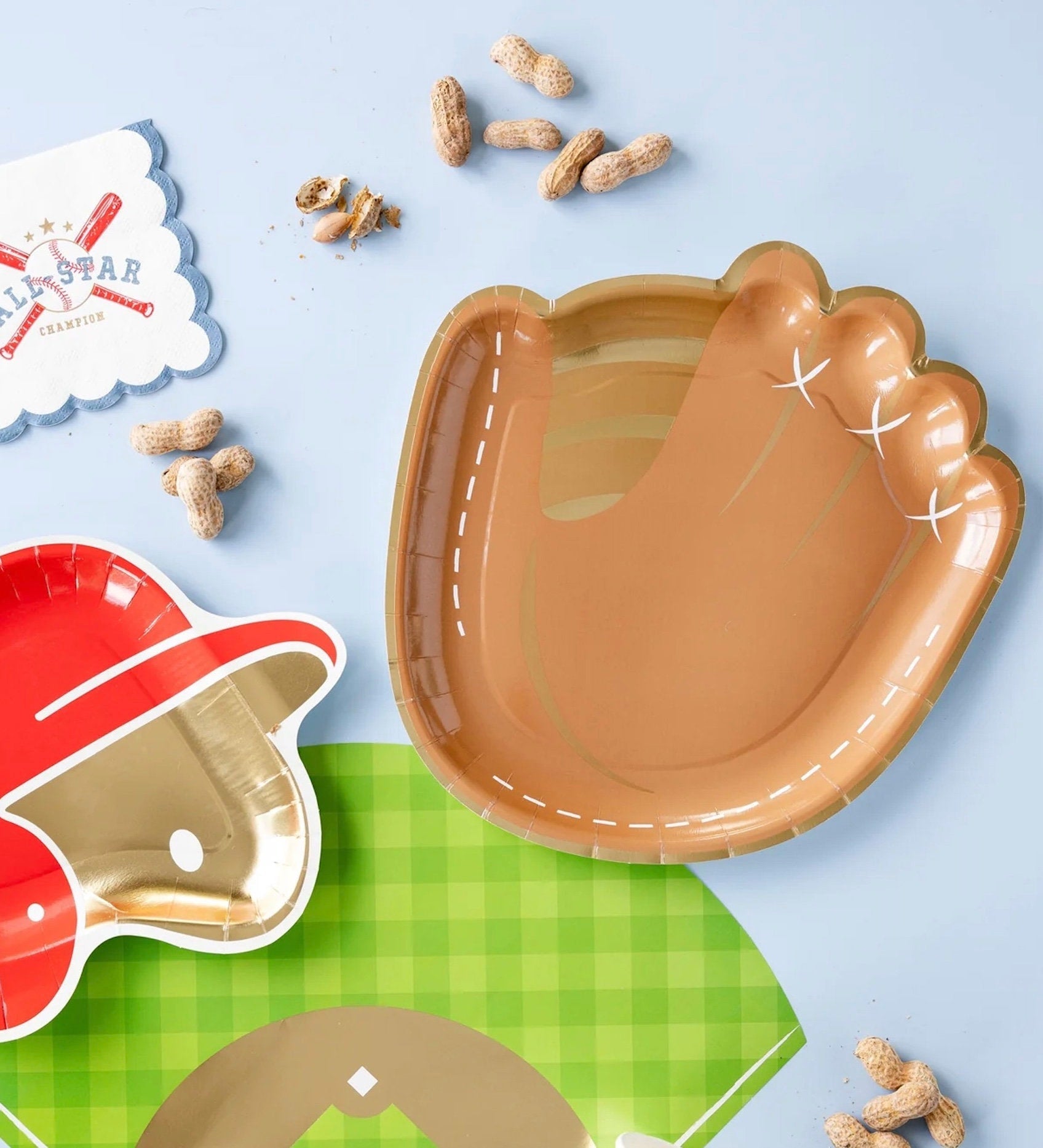 Large Baseball Glove Paper Plates - Stesha Party