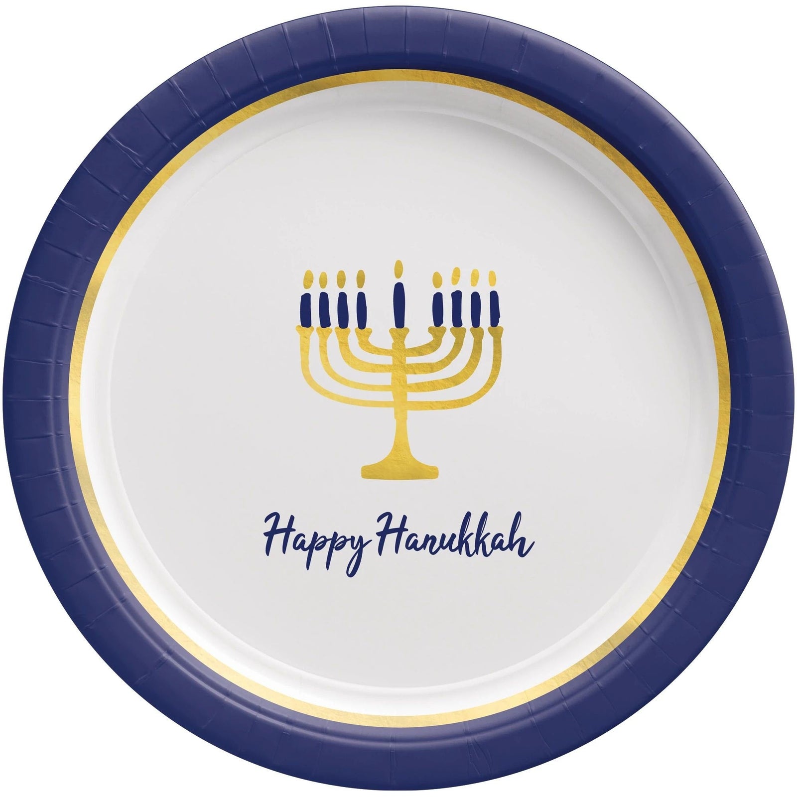 Large Happy Hanukkah Party Dinner Plates 20ct - Stesha Party