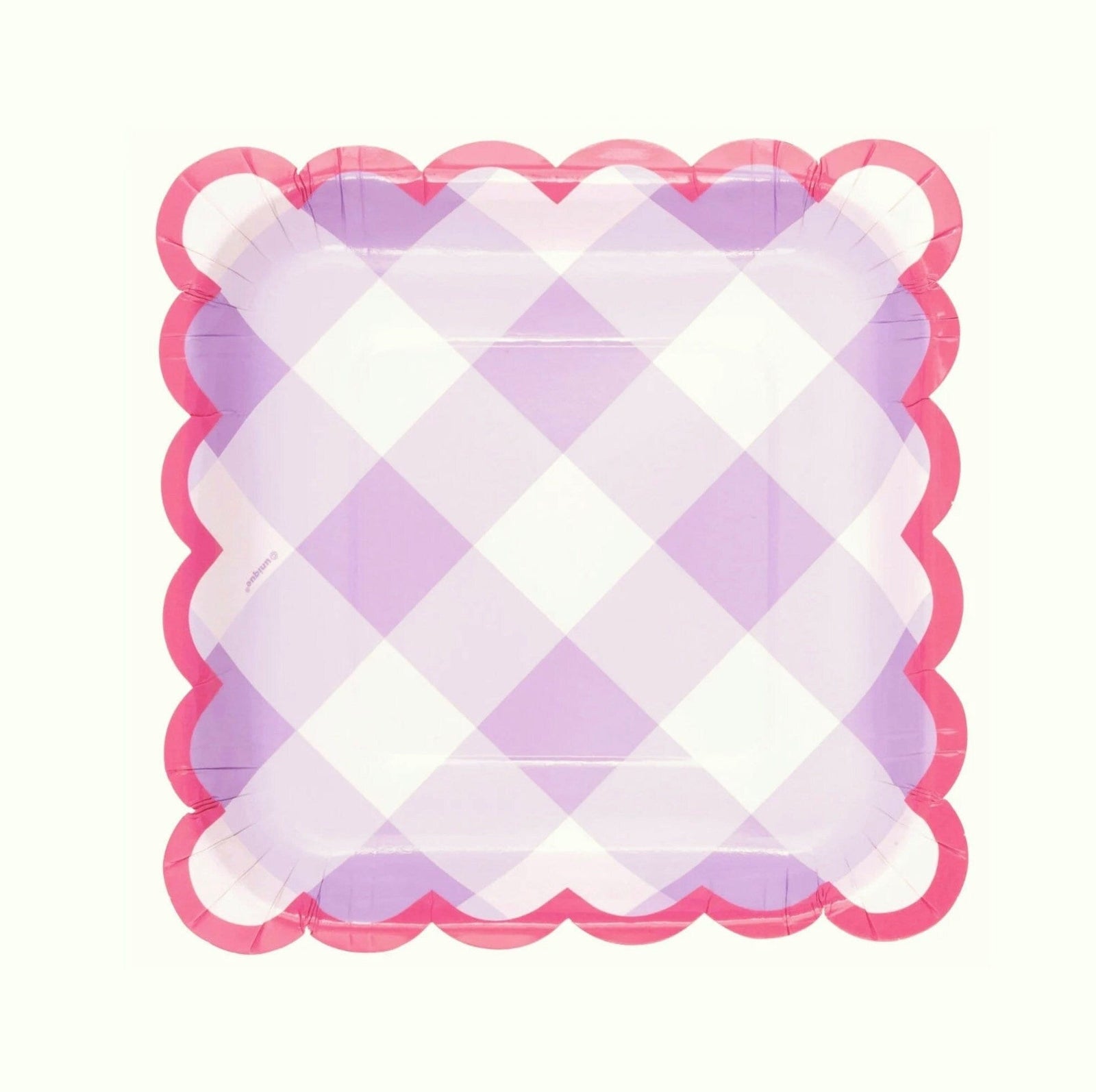 Lavender & Pink Gingham Cake Plates - Stesha Party