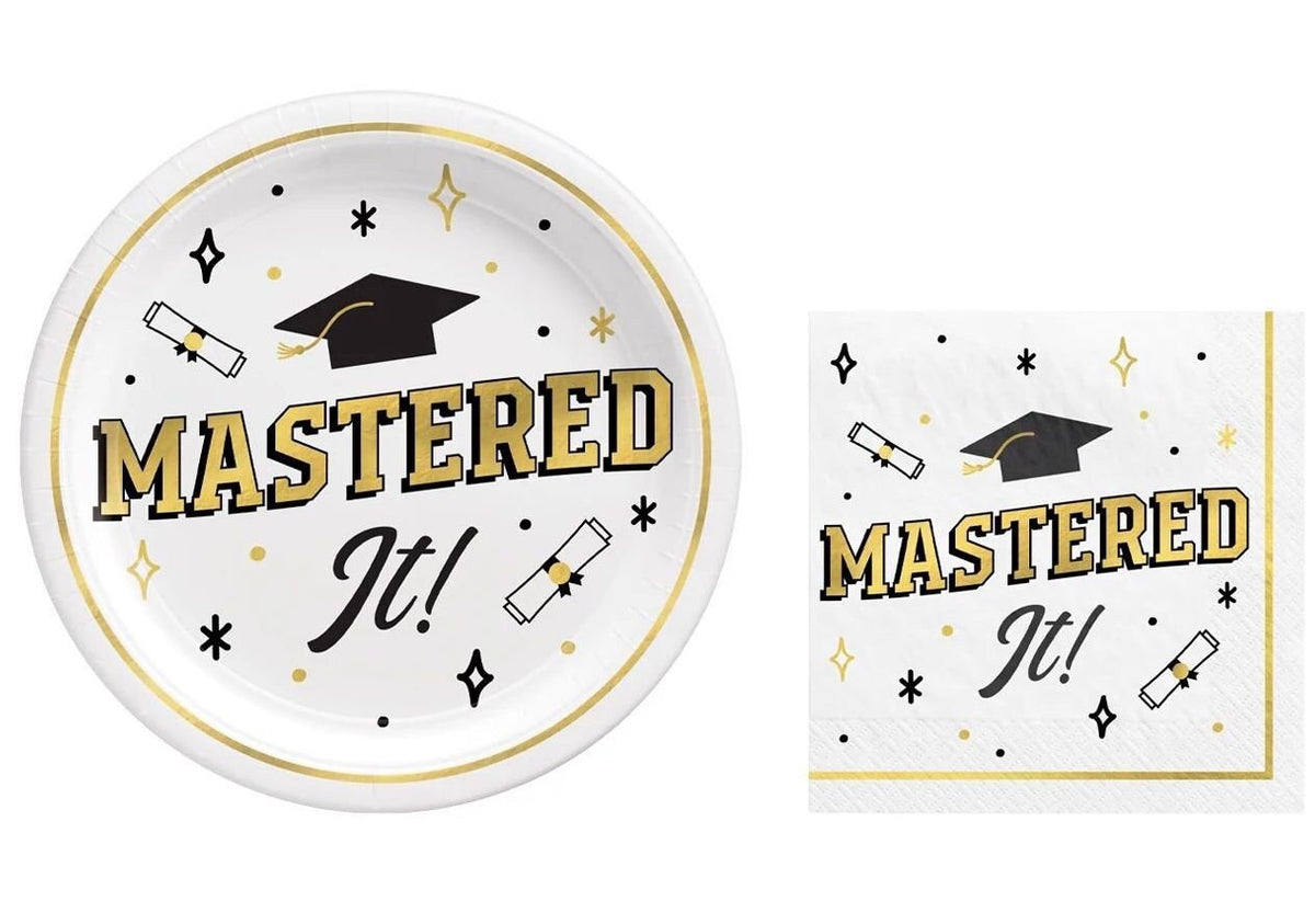 Mastered It Graduation Paper Plates &amp; Napkins - Stesha Party