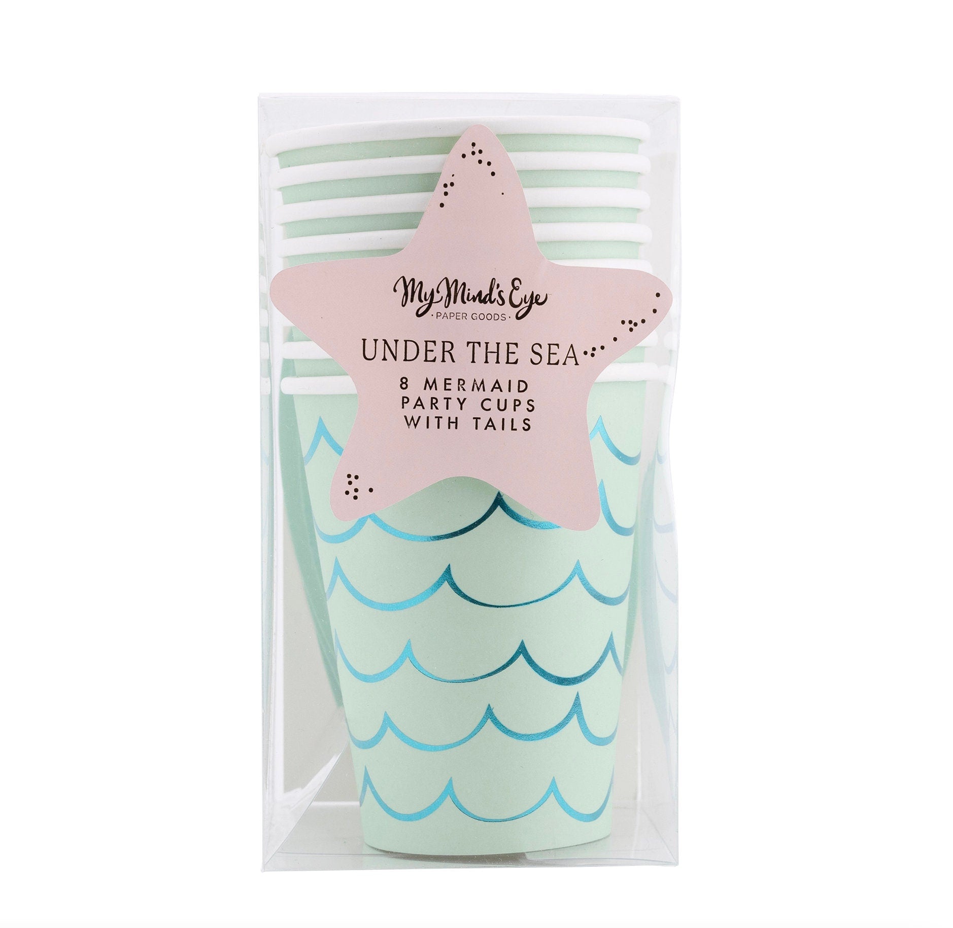 Mermaid Mint Paper Cups with Tails 8ct - Stesha Party