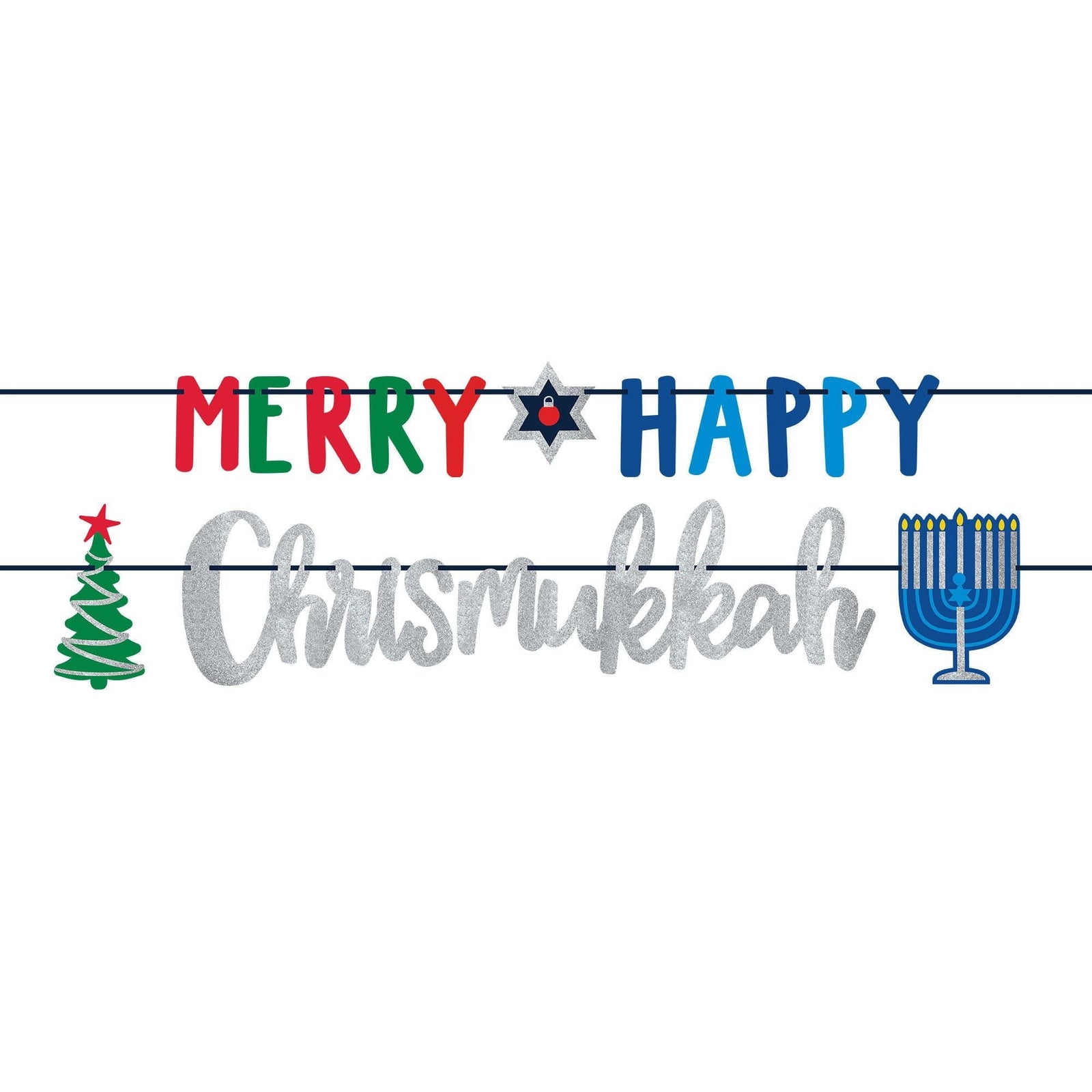 Merry Chrismukkah Holiday Banner - Stesha Party