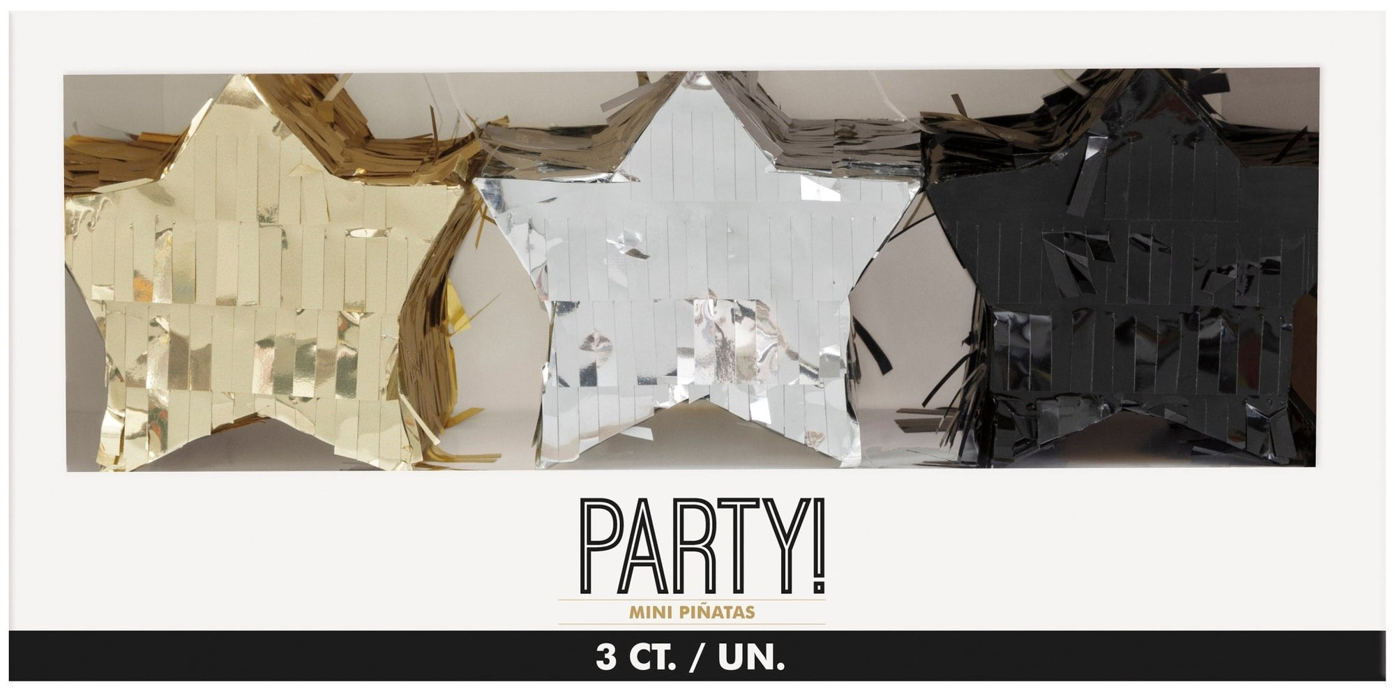 Mini Black, Gold & Silver Star Piñatas - Stesha Party