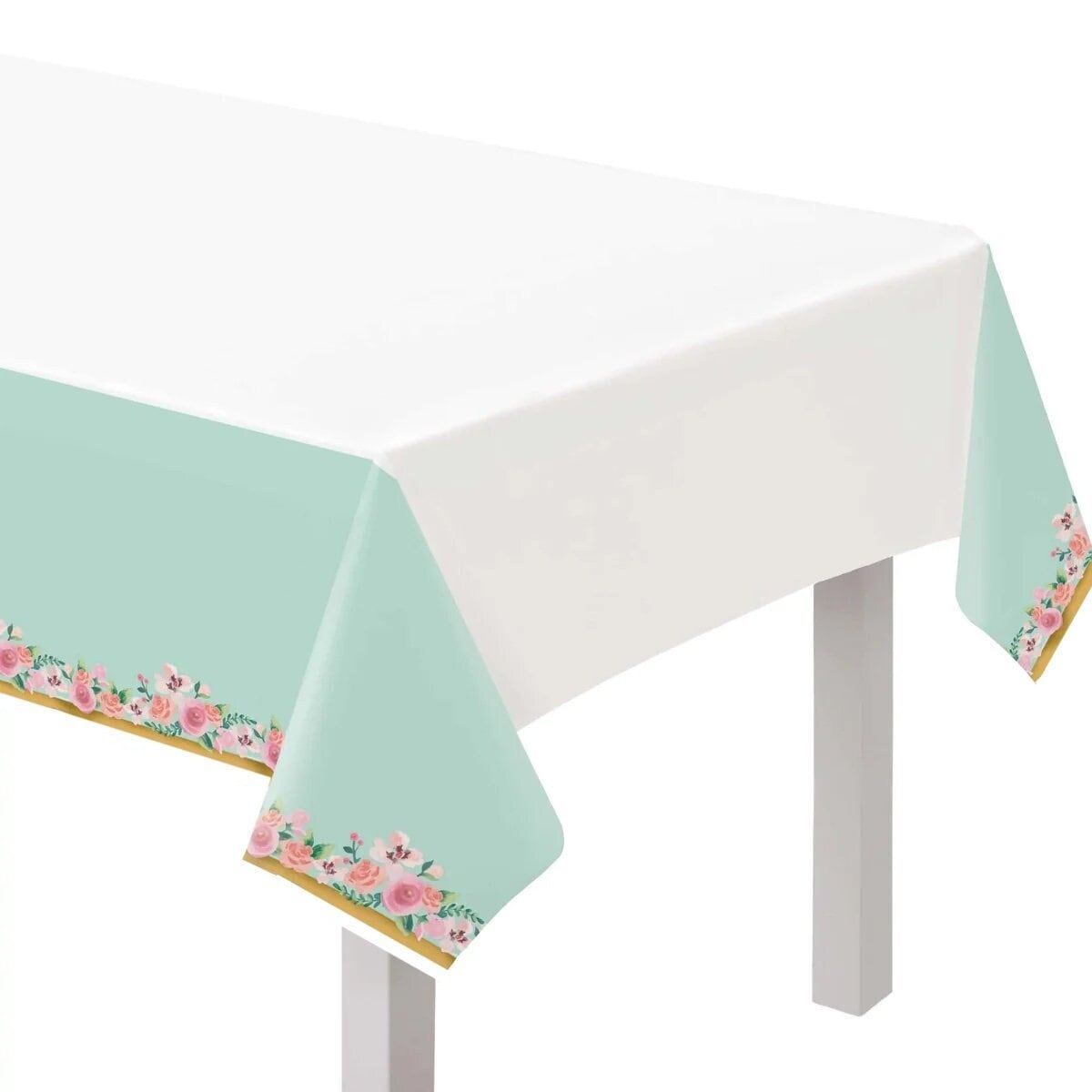 Mint Floral Table Cover - Stesha Party