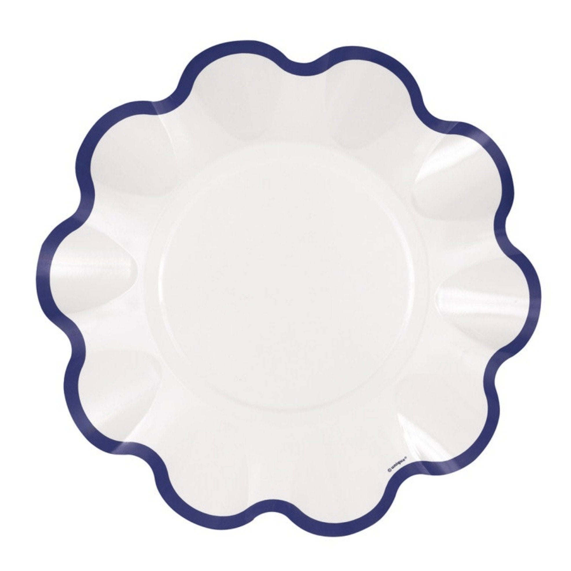 Navy & White Scalloped Paper Plates - Stesha Party