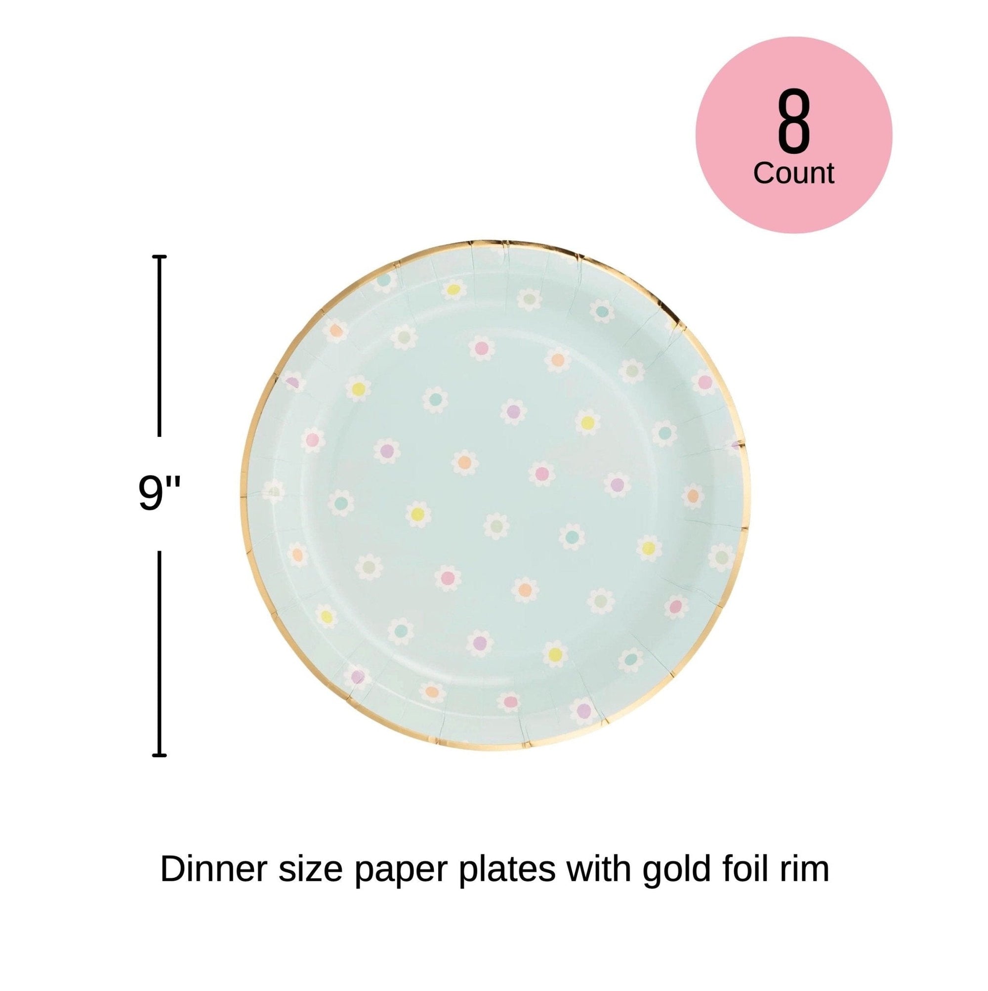 Pastel Blue Daisy Plates - Stesha Party