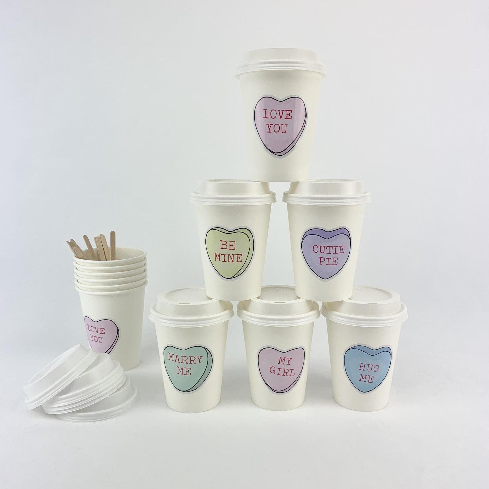 Pastel Conversation Heart Cups - Stesha Party