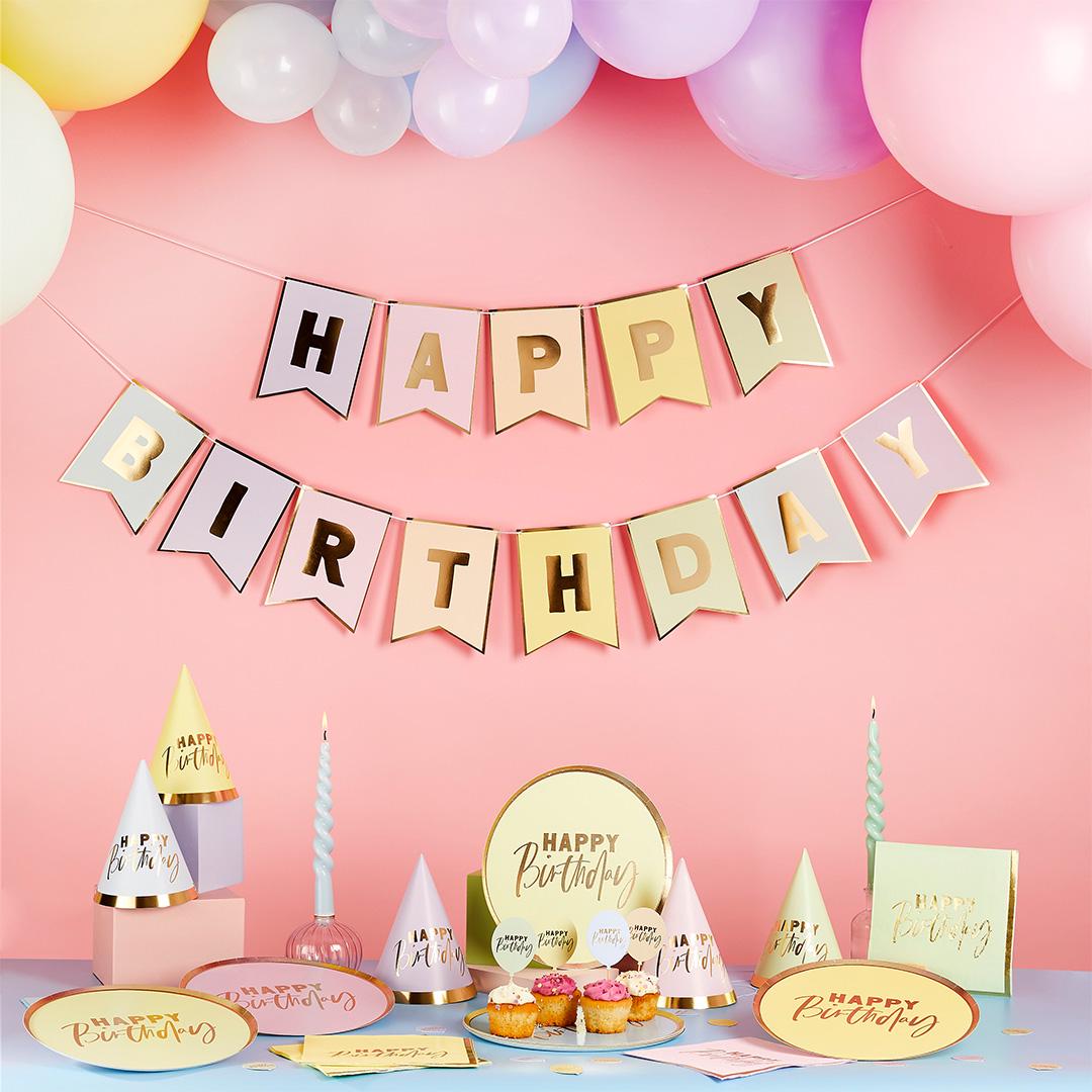 Pastel Happy Birthday Plates - Stesha Party