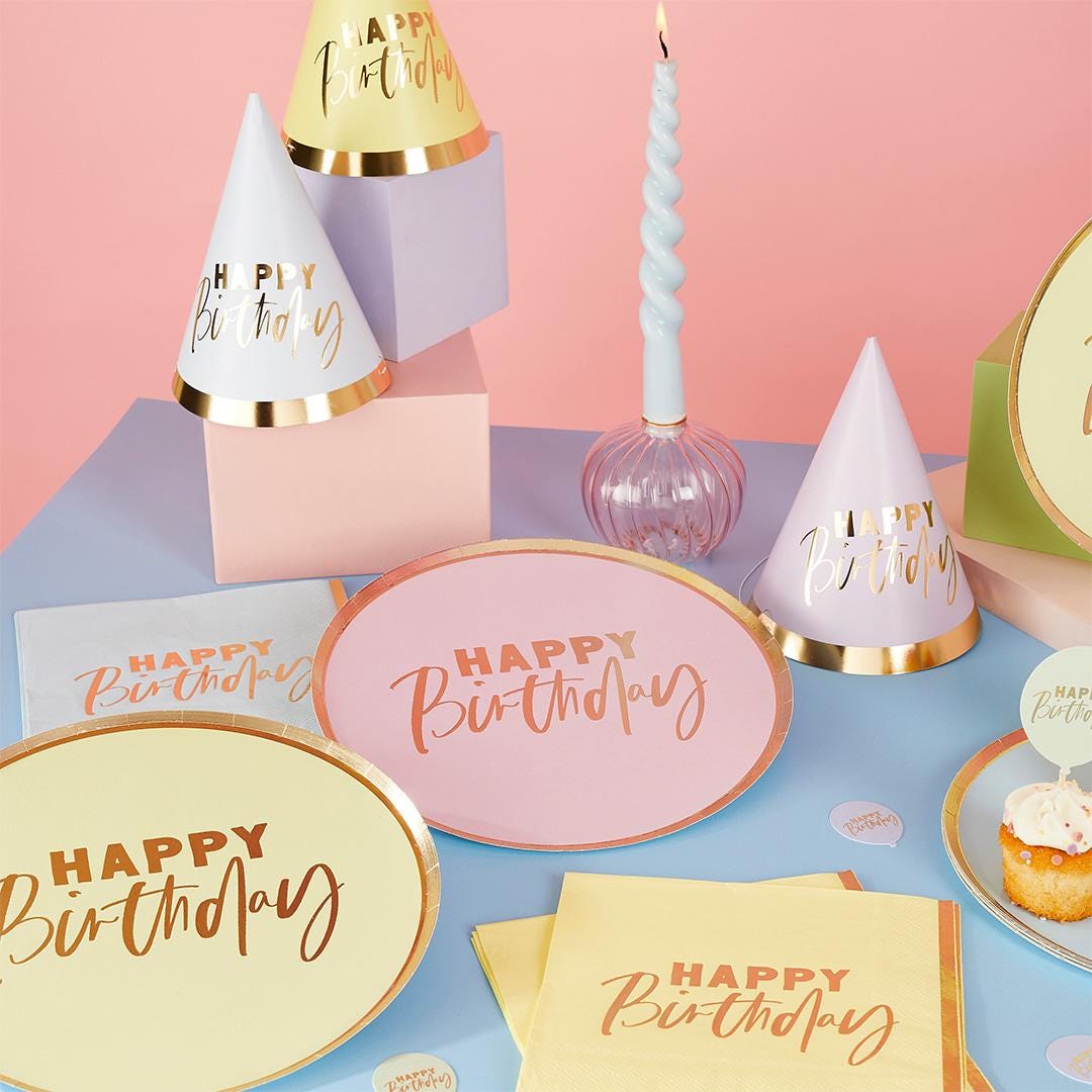 Pastel Happy Birthday Plates - Stesha Party
