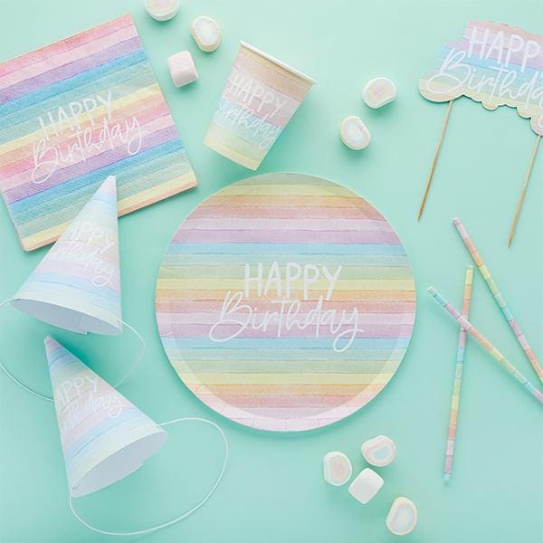 Pastel Rainbow Happy Birthday Napkins - Stesha Party