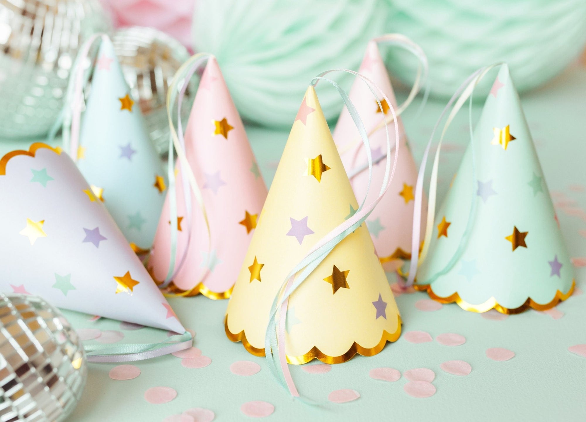 Pastel Rainbow Party Hats - Stesha Party