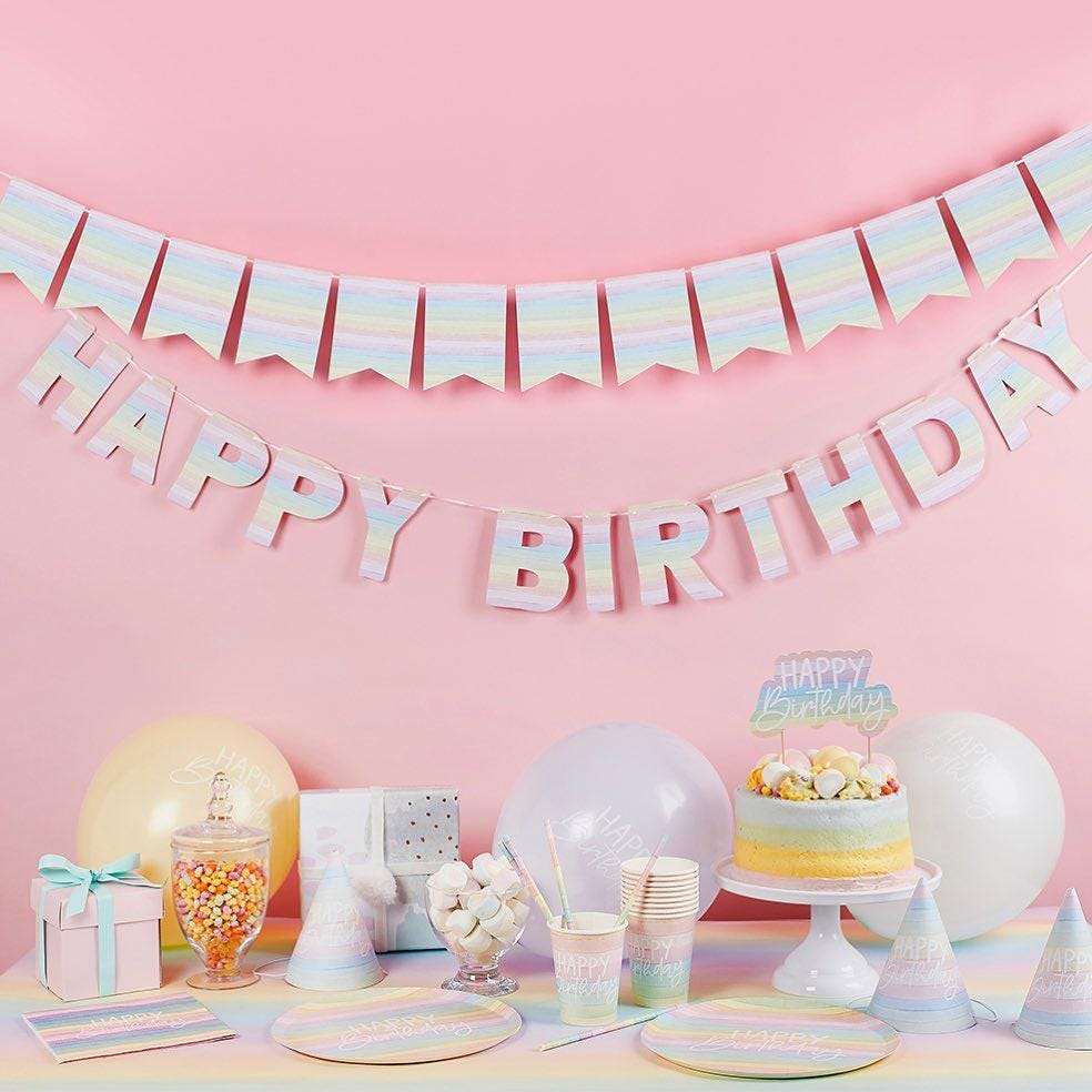 Pastel Rainbow Stripe Straws 16ct - Stesha Party