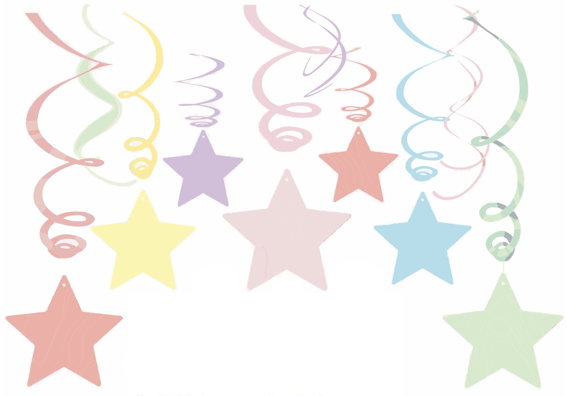 Pastel Star Hanging Decorations 30ct - Stesha Party