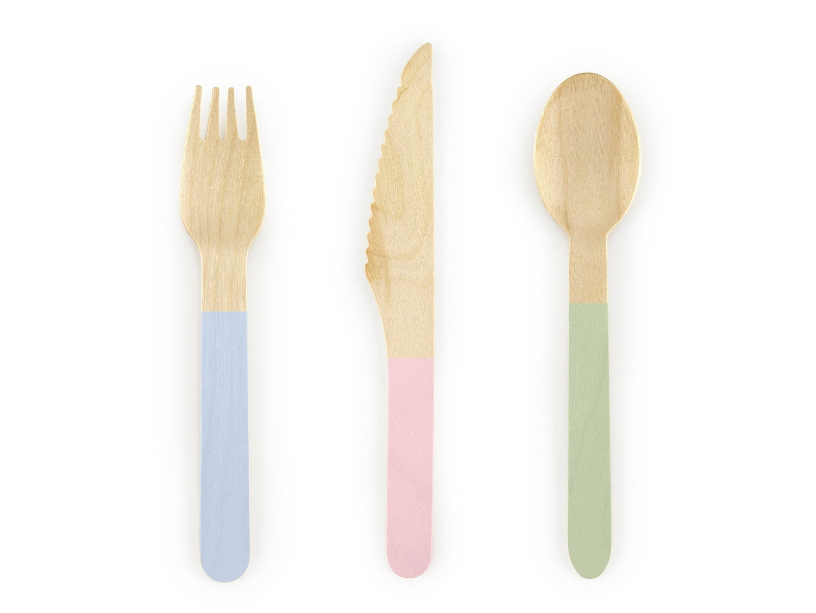 Pastel Wooden Cutlery 6 Sets - Stesha Party