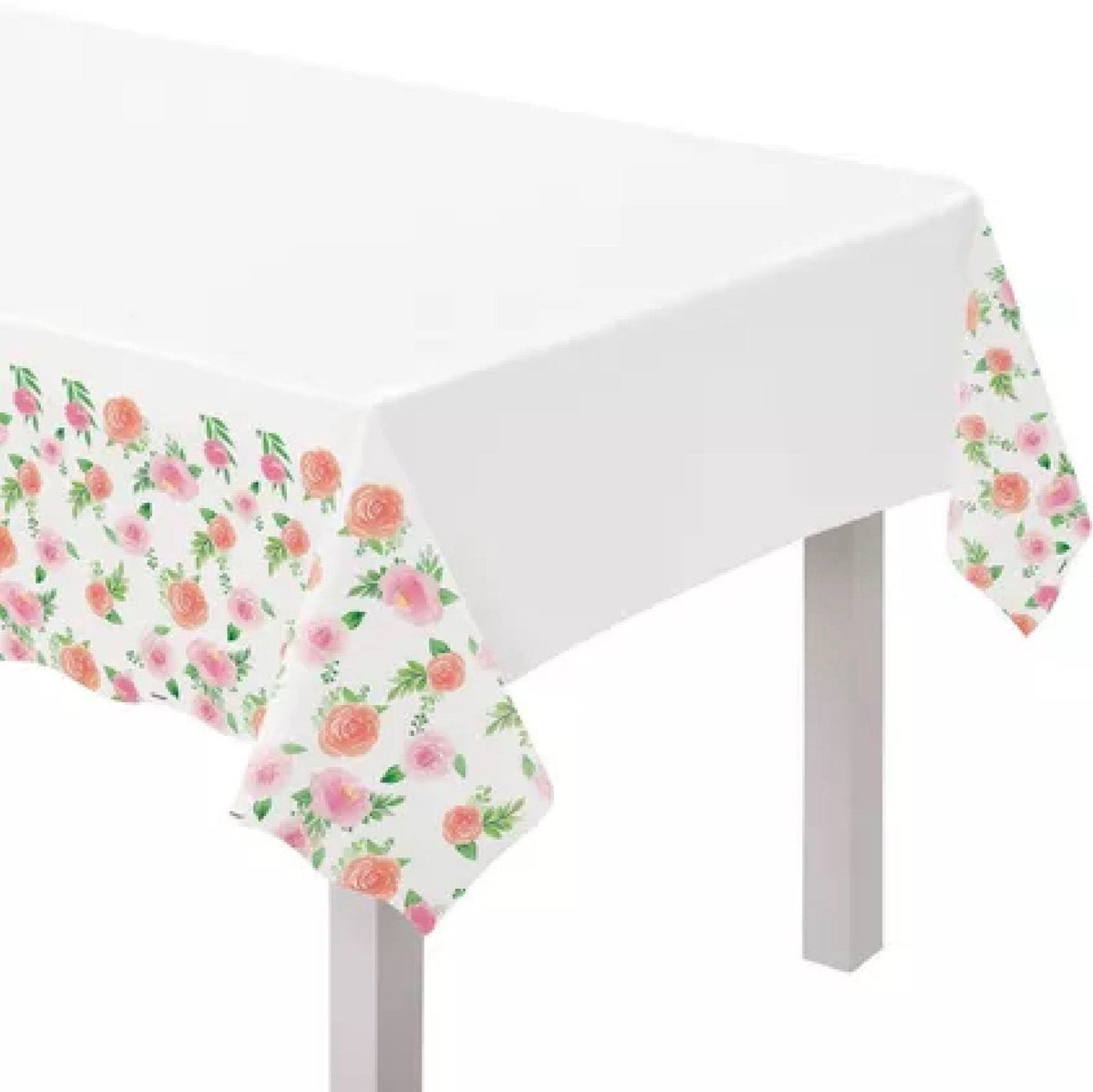 Peach &amp; Pink Floral Tablecloth - Stesha Party