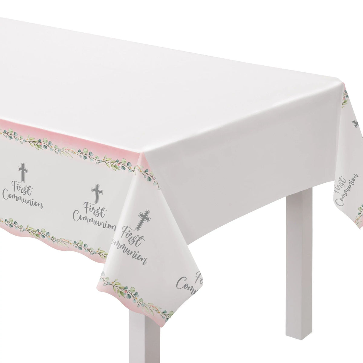 Pink 1st Communion Tablecloth - Stesha Party