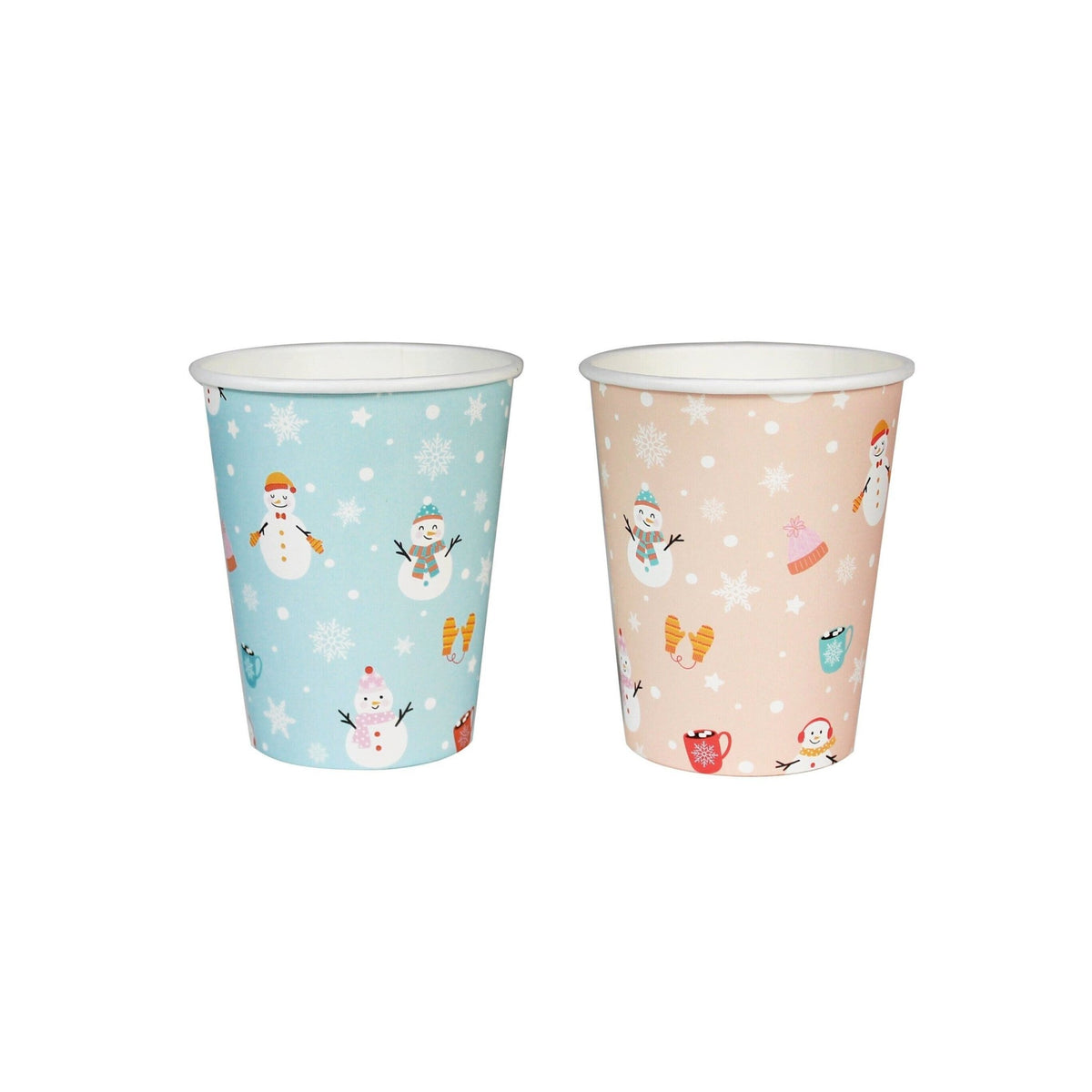 Pink &amp; Blue Snowman Party Cups - Stesha Party