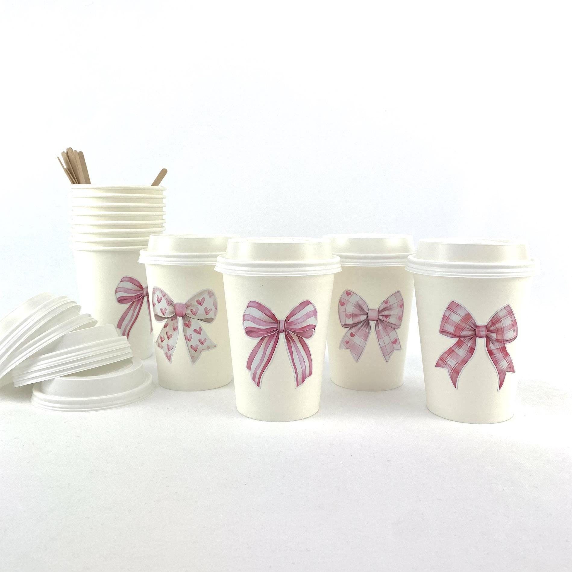 Pink Bow Paper Drink Cups - Stesha Party